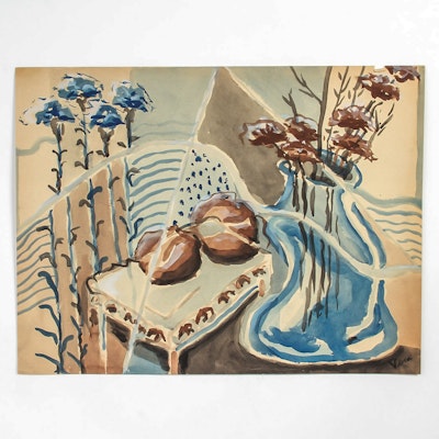 Vera Indenbaum Mixed Media Painting on Paper "Tonalist Still life with Bulbs" Vera Indenbaum Mixed Media Painting on Paper "Tonalist Still life with Bulbs"