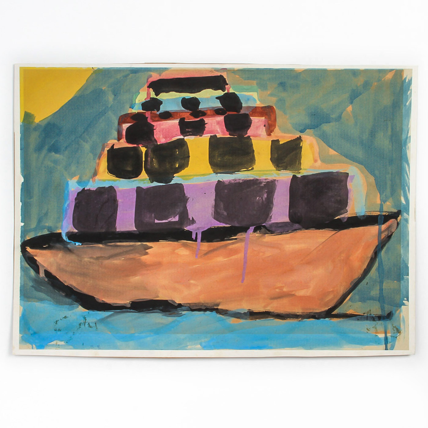 Watercolor Painting on Paper "Mimi, Your Boat is Leaving"