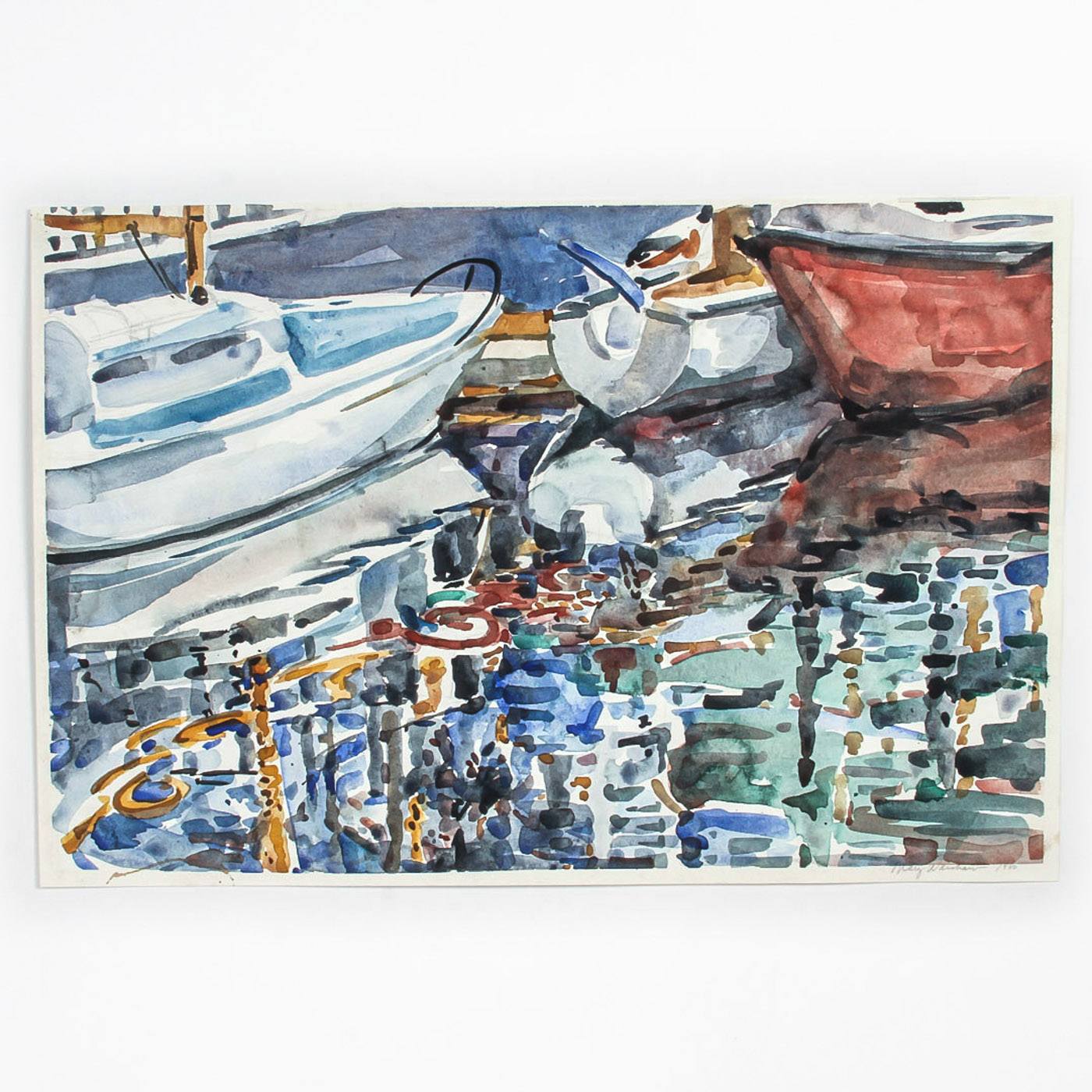 Mary Lee Warsaw Watercolor Painting on Paper "Harbor Reflections"