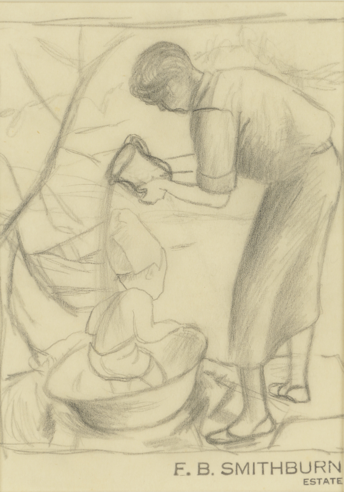 Florence Bartley Smithburn Original Graphite Drawing  on Paper