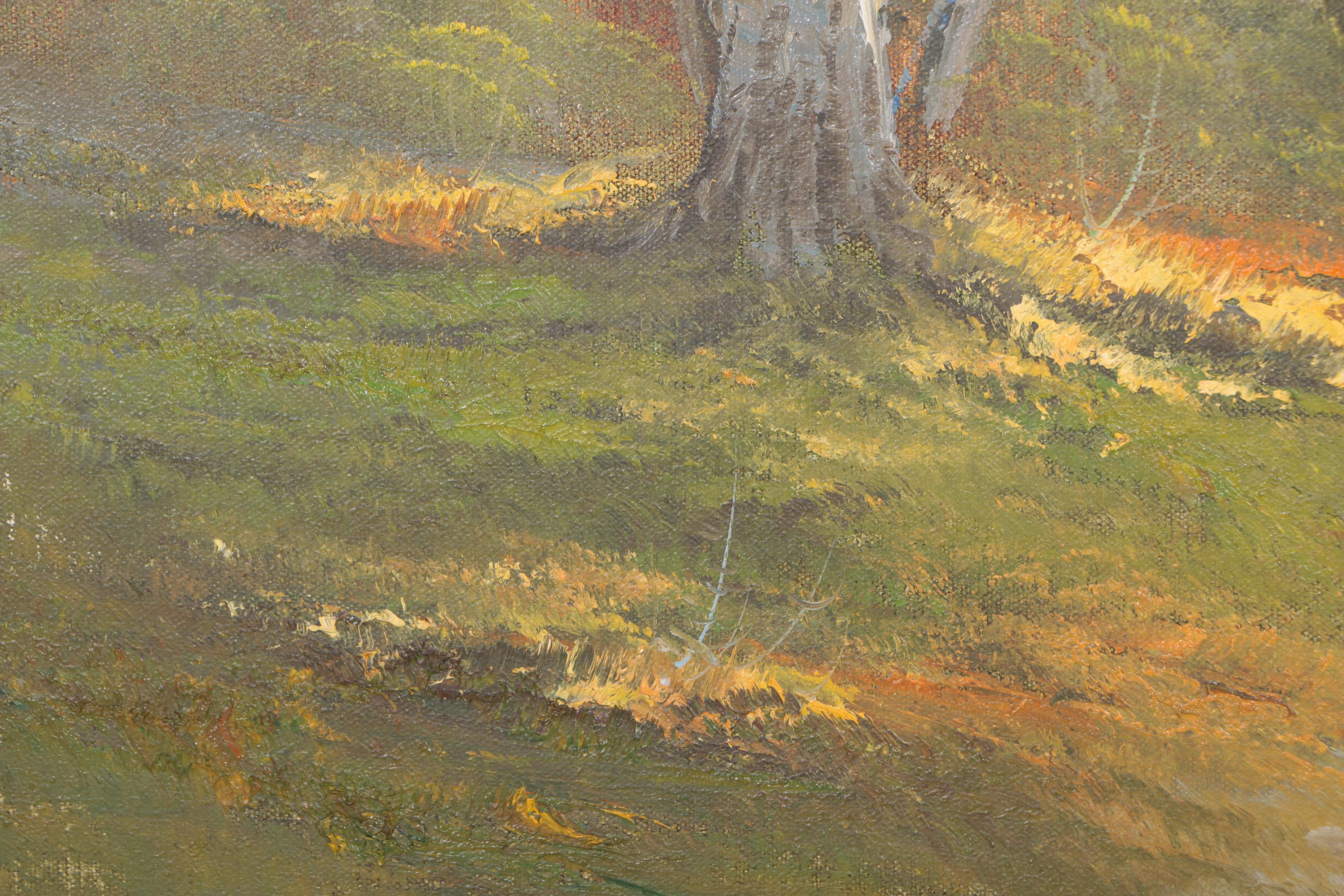 H. Gailey Oil Painting of Waterside Landscape