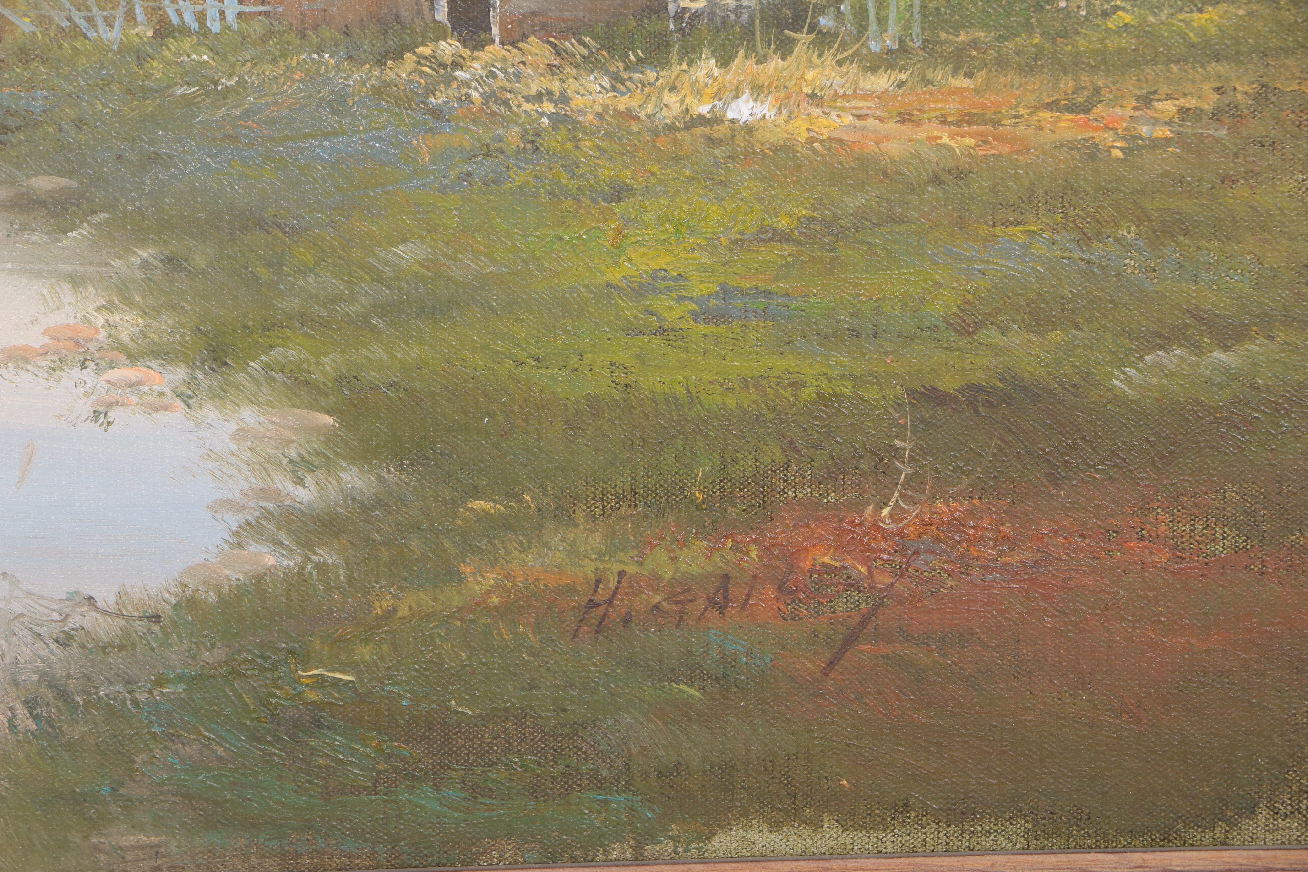 H. Gailey Oil Painting of Waterside Landscape