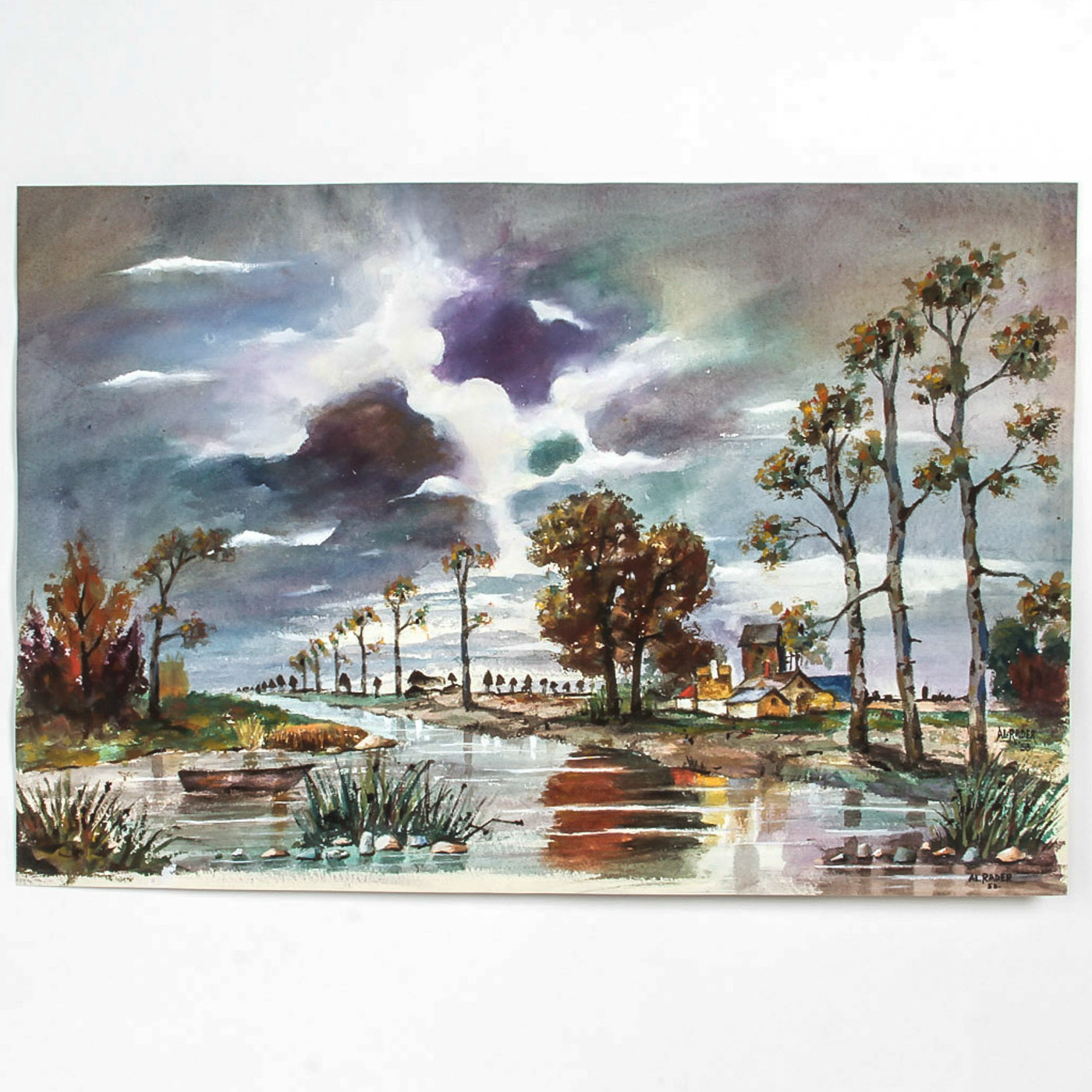 Al Rader Mixed Media Painting on Paper "After the Storm"