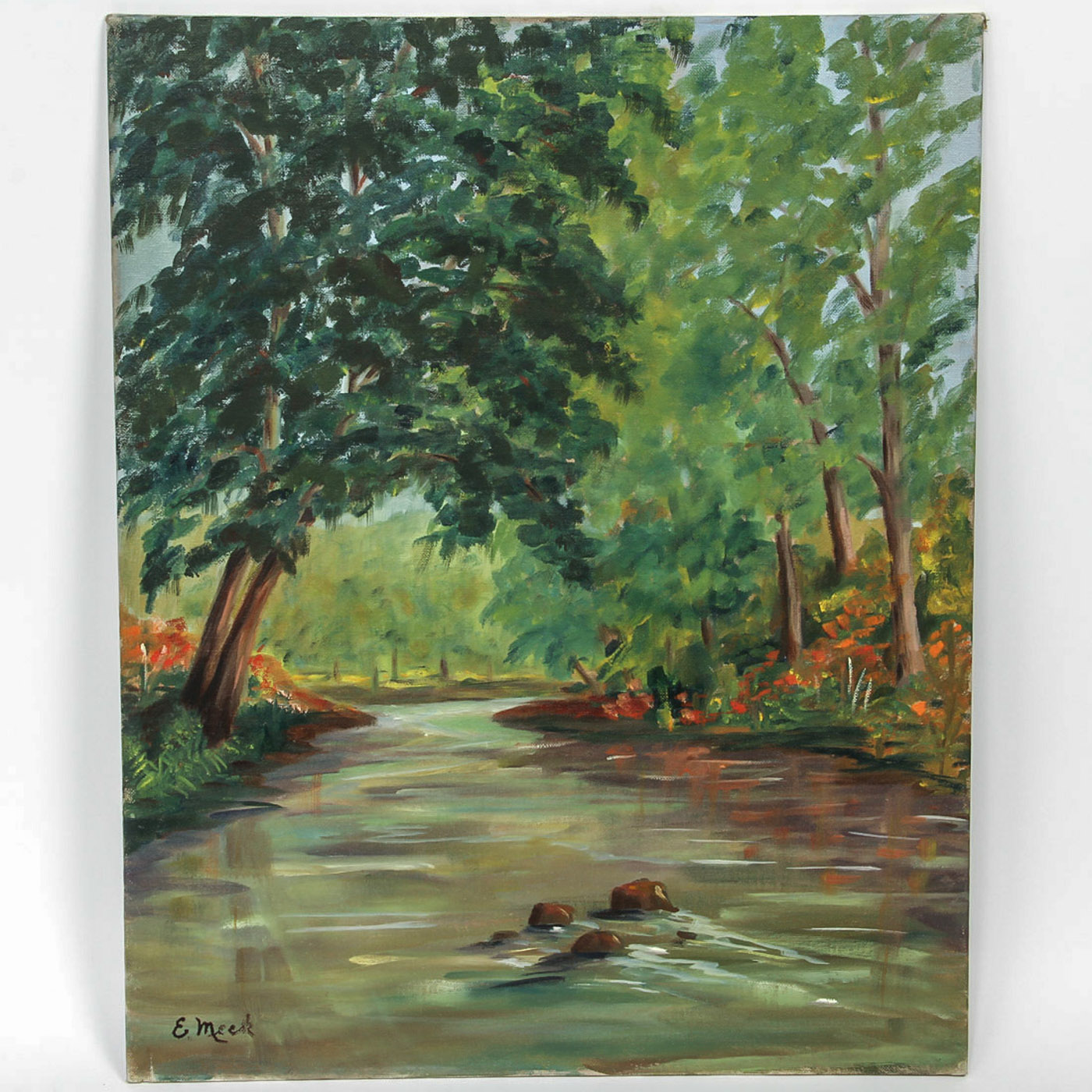 Evelyn Meck Oil Painting on Canvas Board "Gentle Stream"