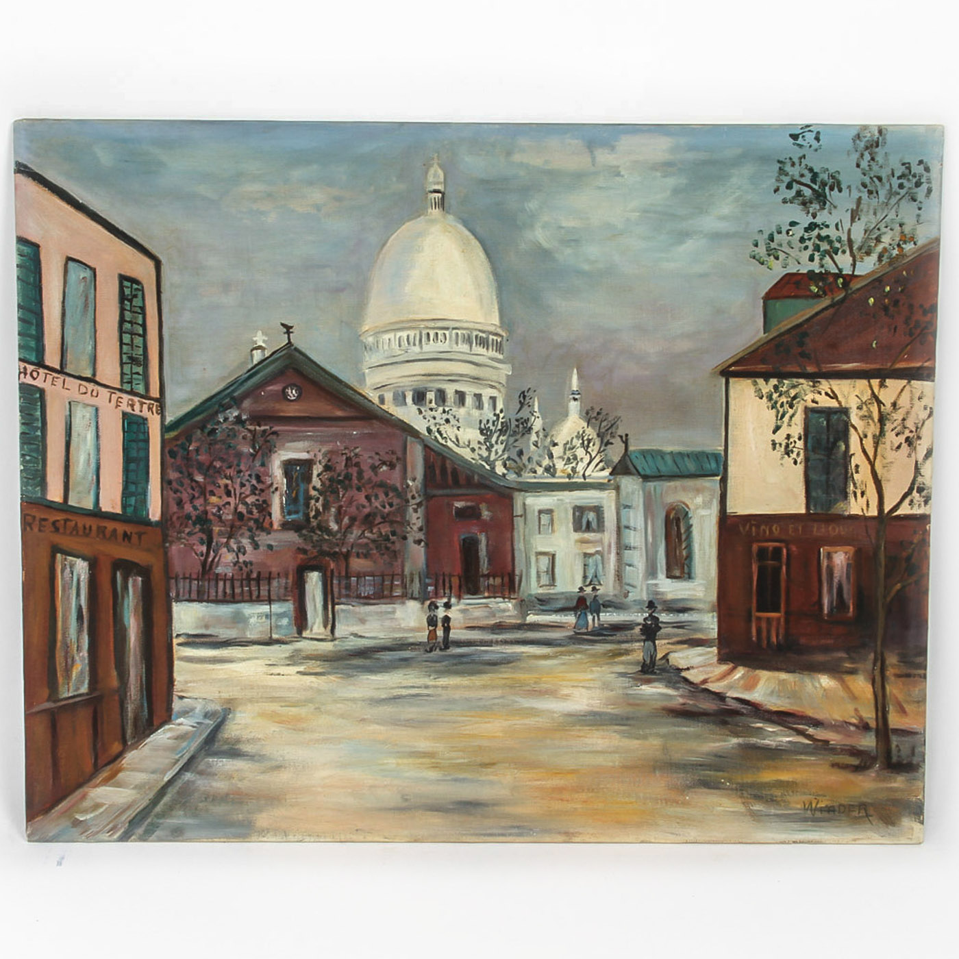 Signed Oil Painting on Canvas Board "View of Montmartre, Paris"