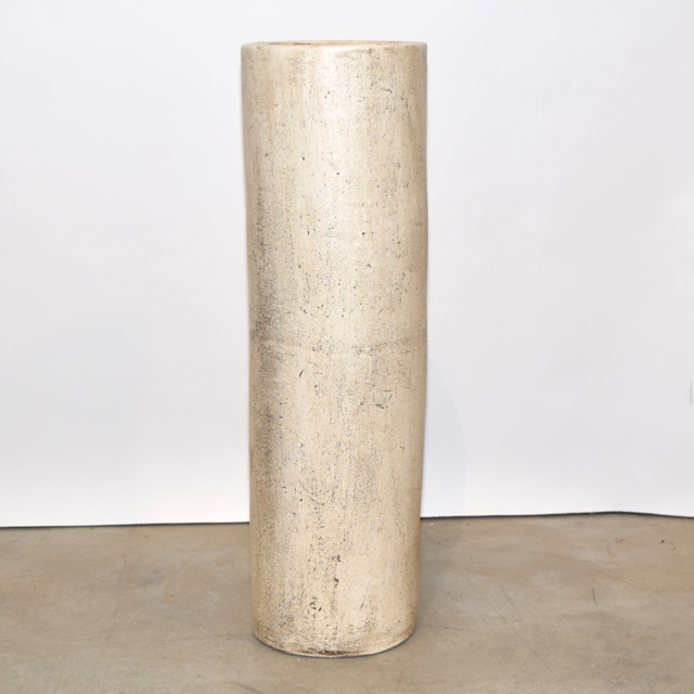 Cream Tone Cylindrical Terracotta Floor Vase