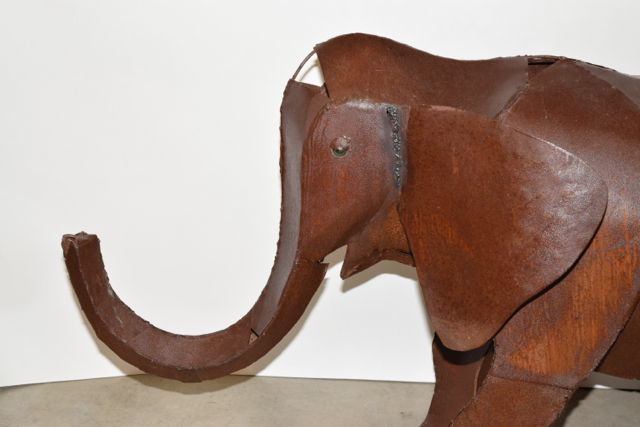 Large Rustic Folk Art Metalwork Elephant