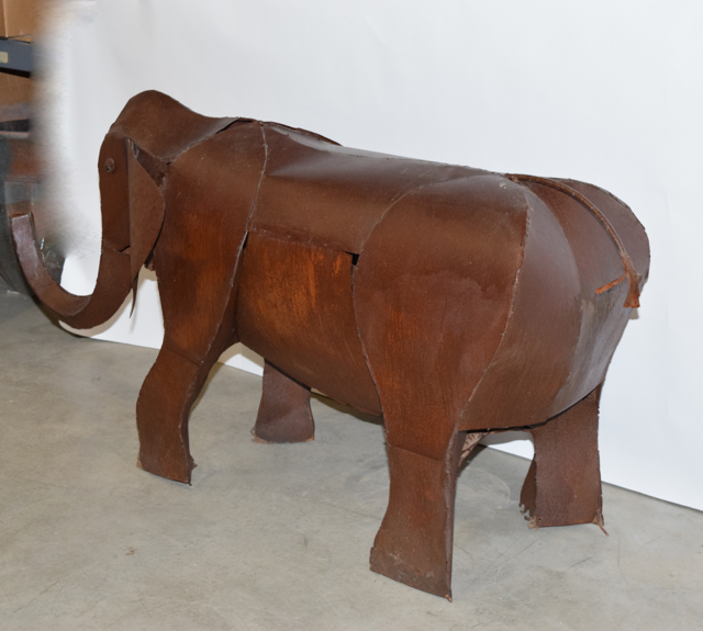 Large Rustic Folk Art Metalwork Elephant