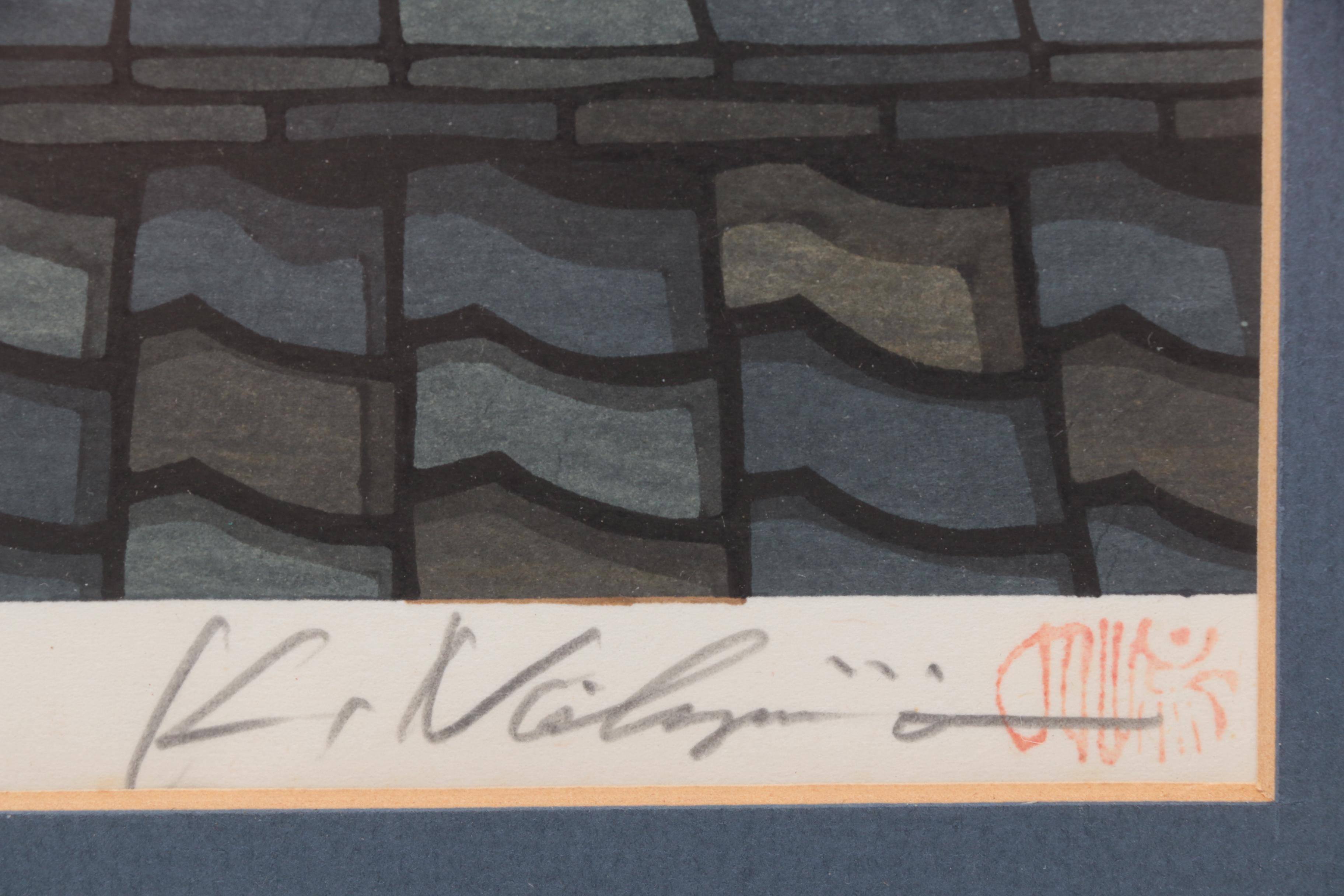 Nishijima Katsuyuki Limited Edition Japanese Woodblock Print of "Roofs in Muromachi"