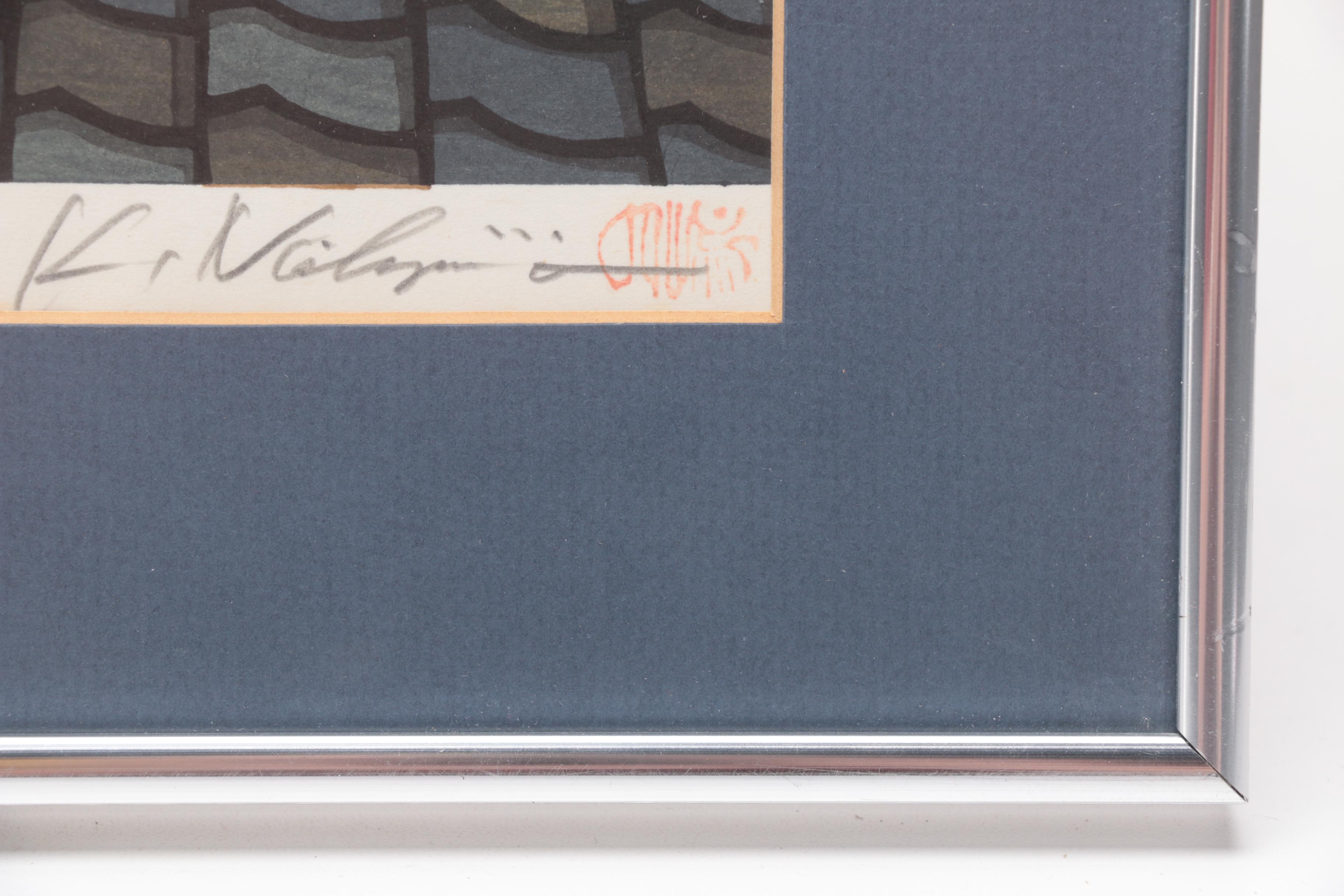 Nishijima Katsuyuki Limited Edition Japanese Woodblock Print of "Roofs in Muromachi"