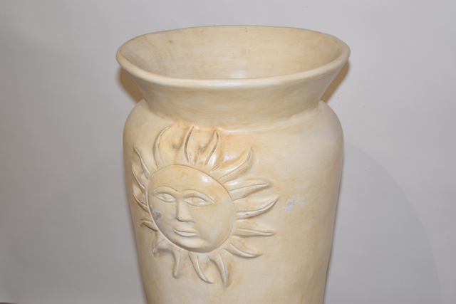 Cream Tone Sun and Moon Themed Terracotta Floor Vase