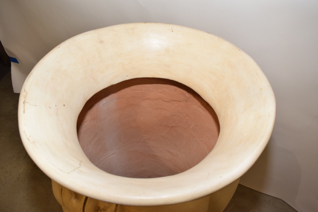 Cream Tone Sun and Moon Themed Terracotta Floor Vase