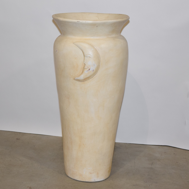 Cream Tone Sun and Moon Themed Terracotta Floor Vase