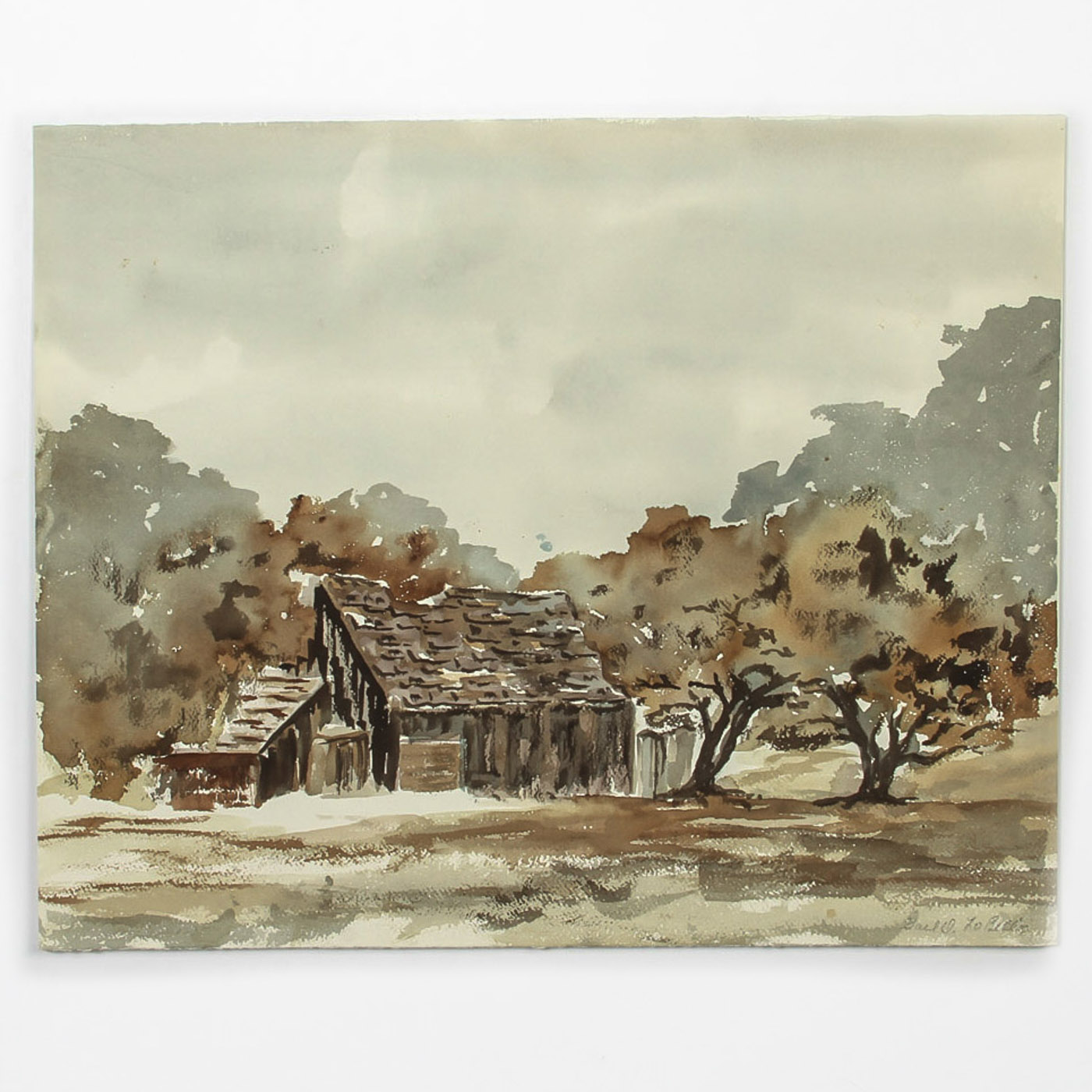 Gail LoBello Watercolor Painting on Paper "The Old Barn"