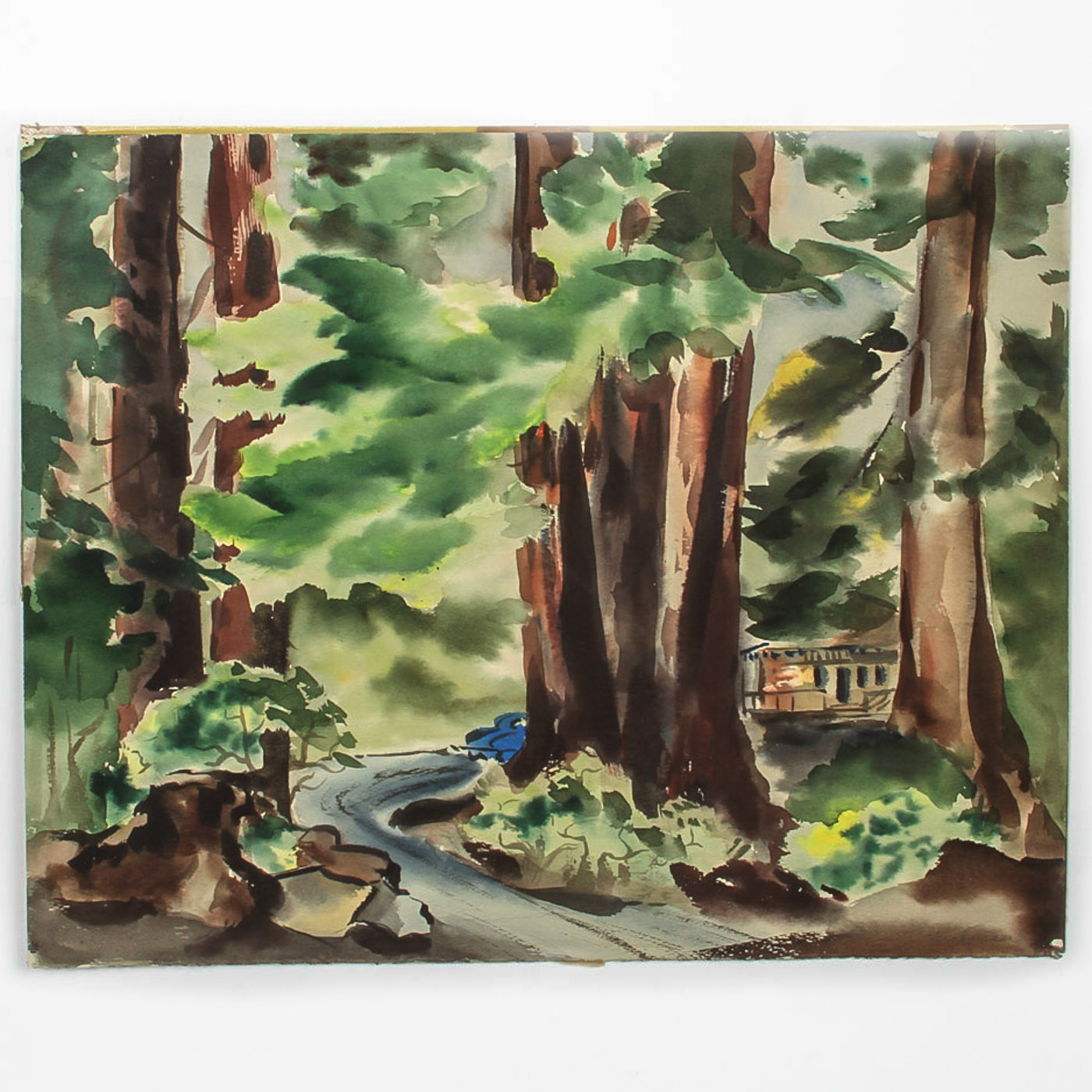 Muriel Backman Watercolor Painting on Paper "Redwood Canyon"