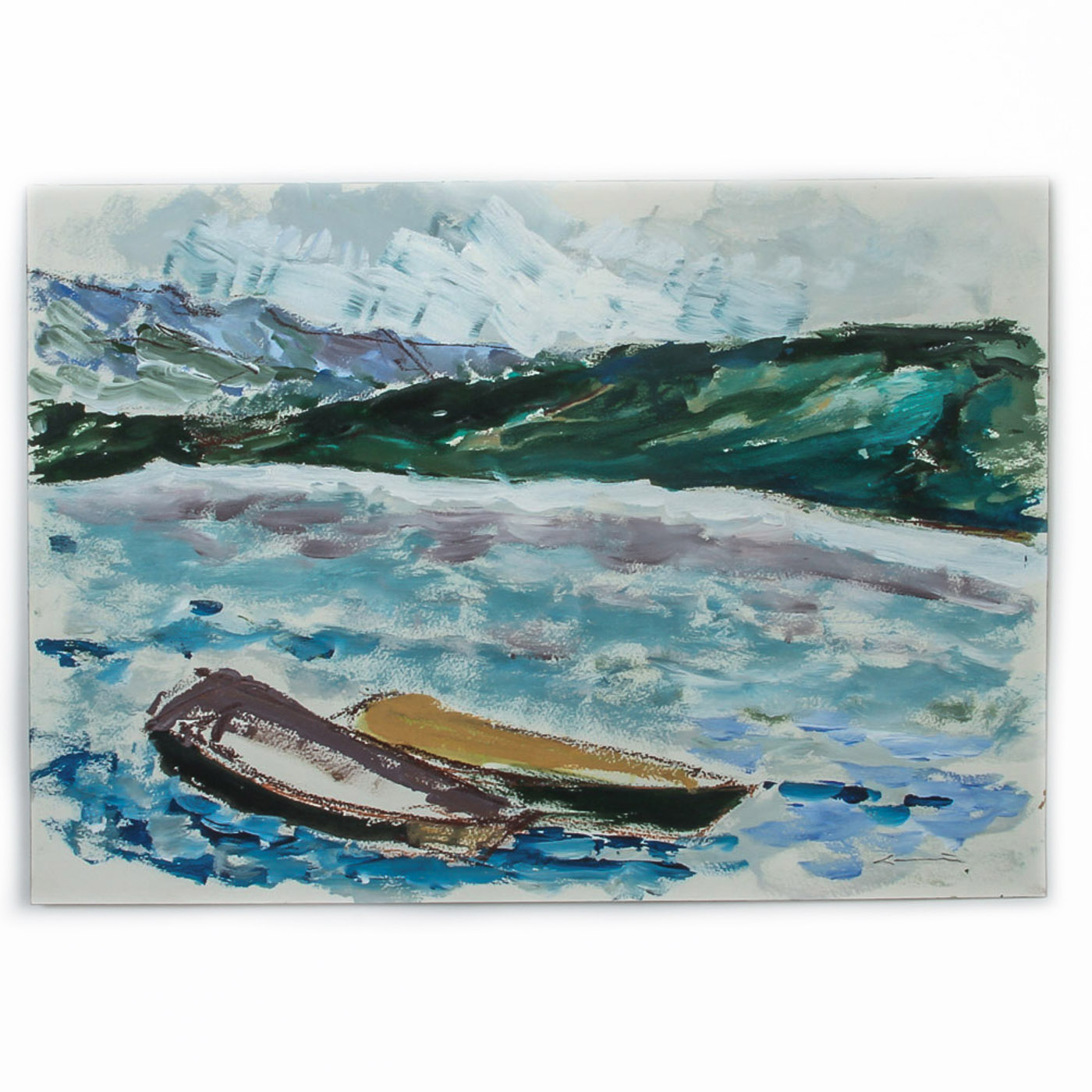 Robert Canete Oil and Crayon Painting on Paper "Monterey Coast"