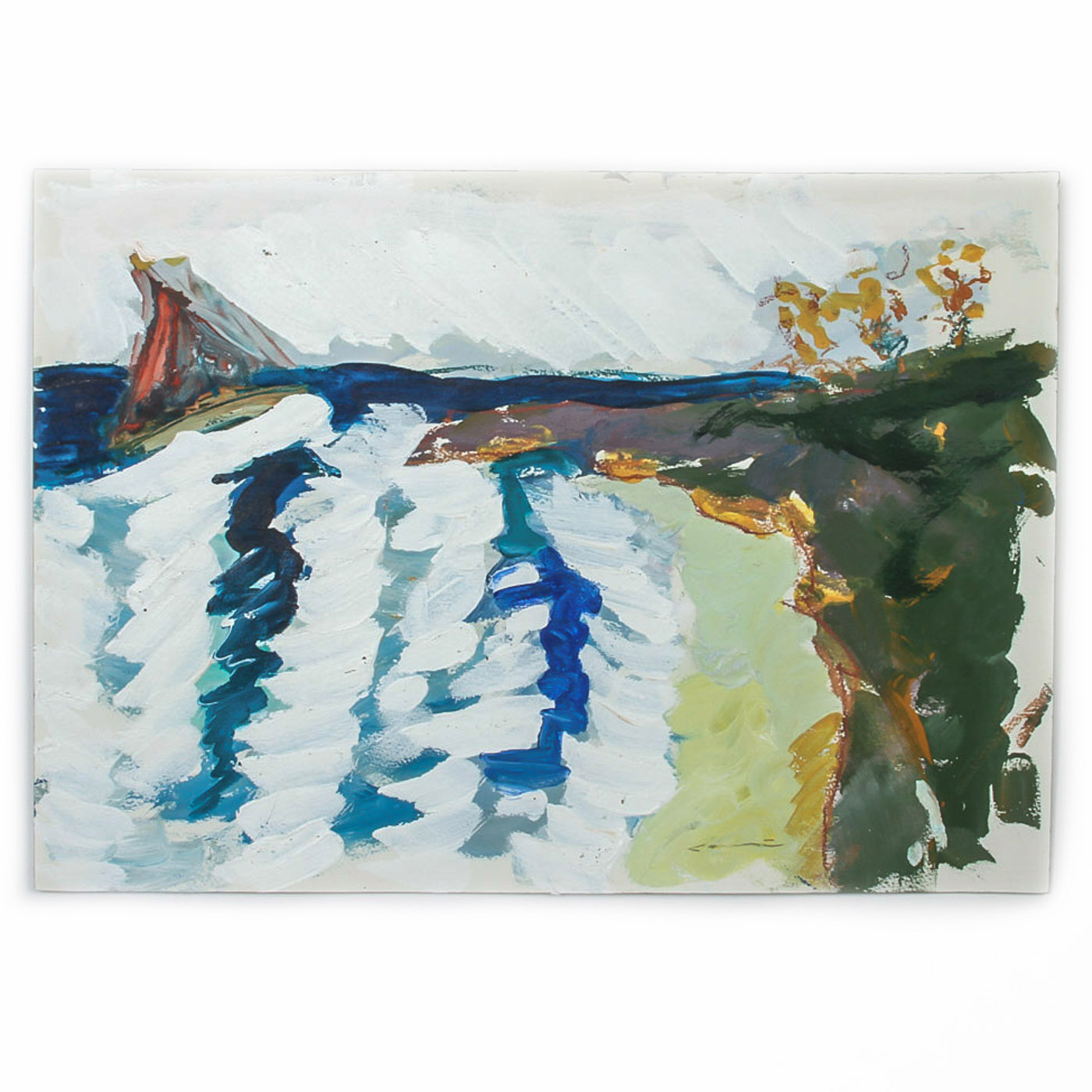 Robert Canete Mixed Media Painting on Paper "Carmel Coastal"