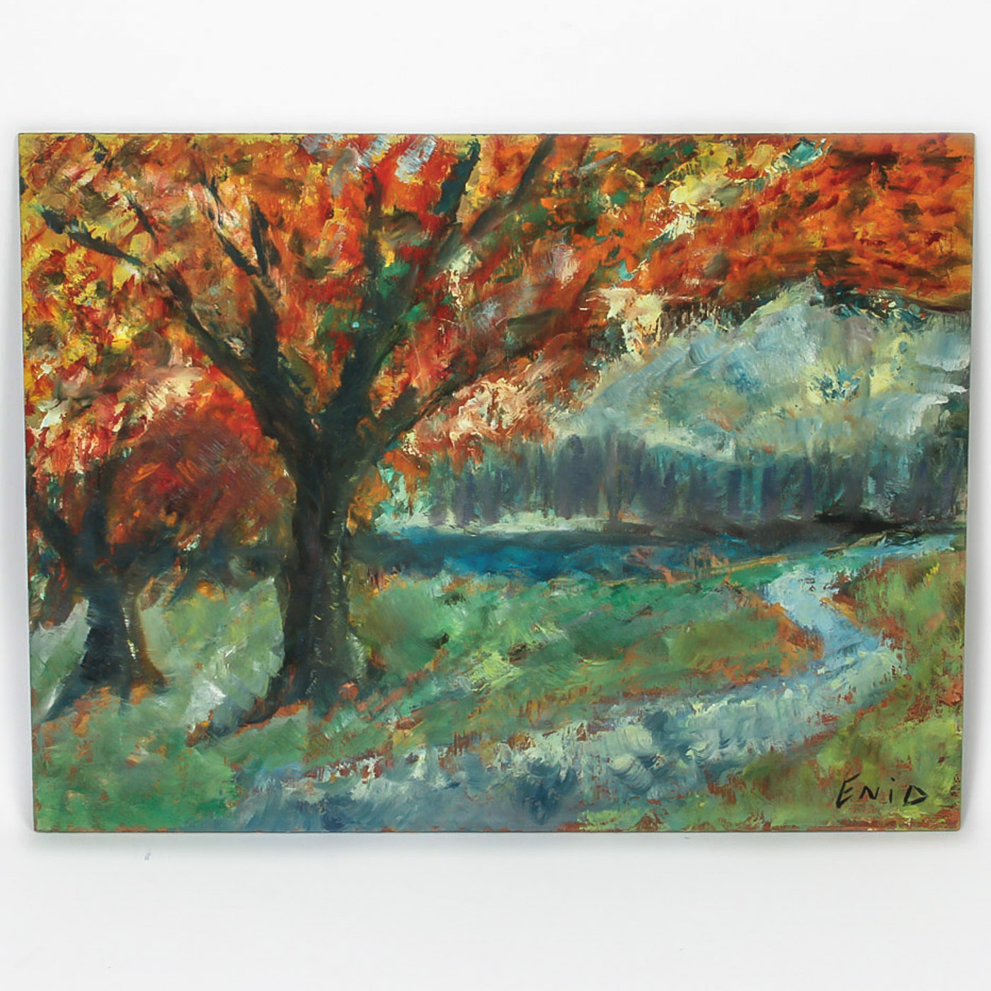 Signed Oil Painting on Board "Fall Colors"