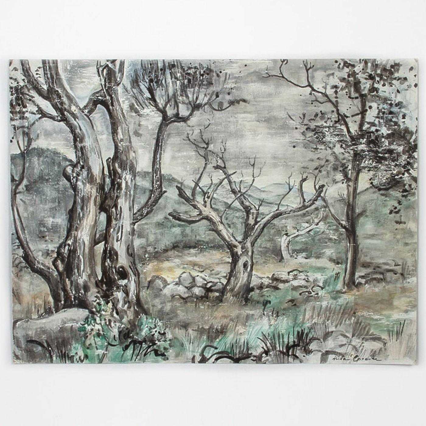 Alida Conover Mixed Media Painting on Paper "Peddler's End"