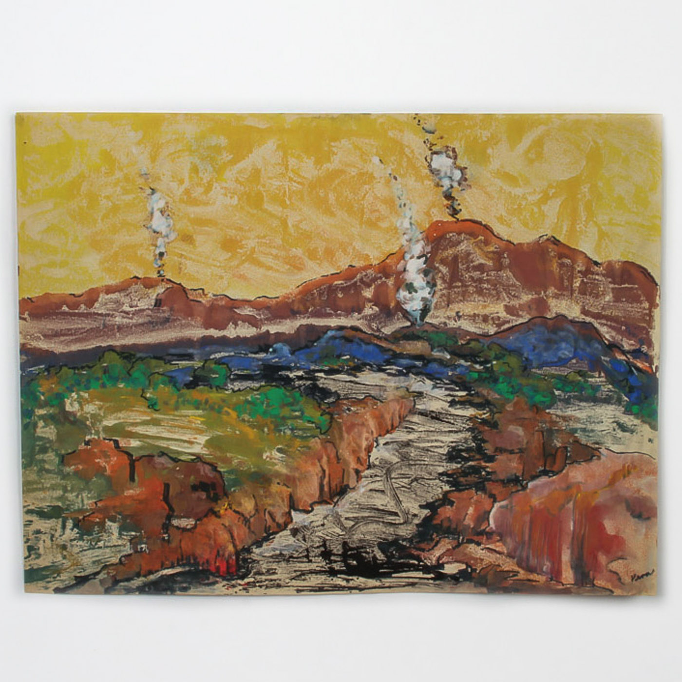 Vera Indenbaum Mixed Media Painting on Paper "Jellystone Park"