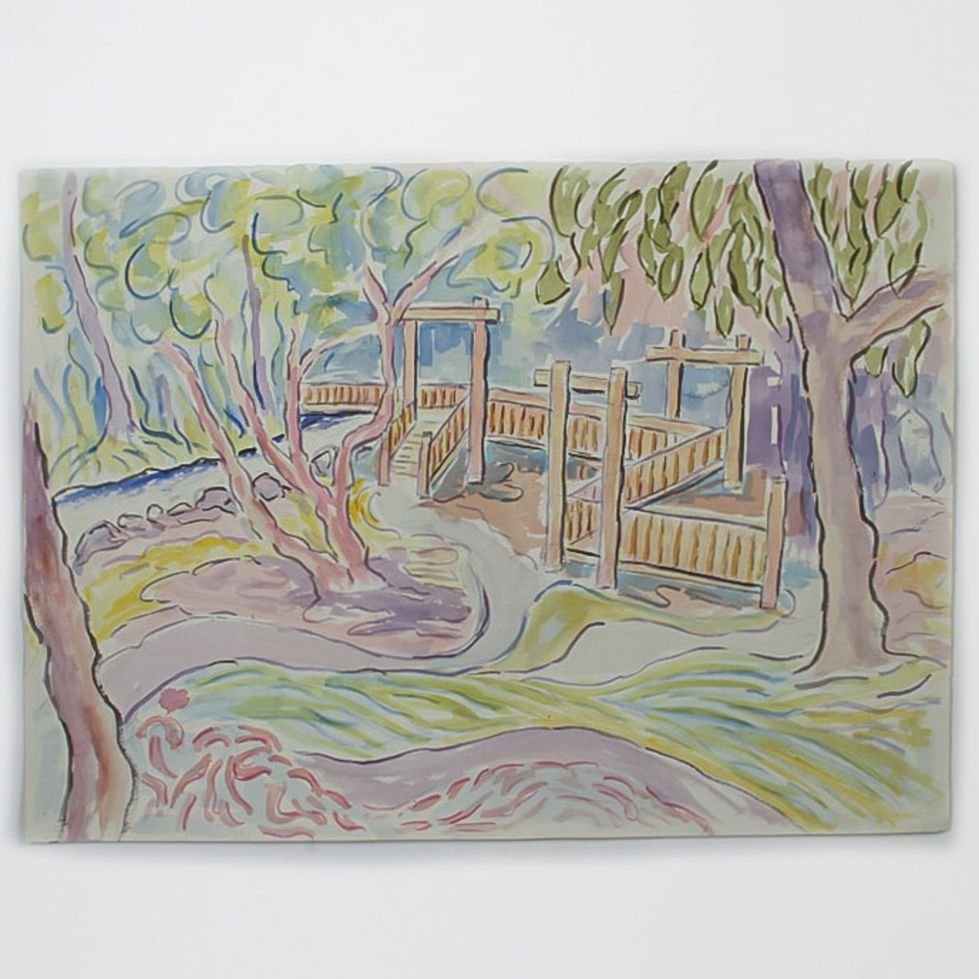 Donald Geoffroy Watercolor Painting on Paper "Saratoga Trails"