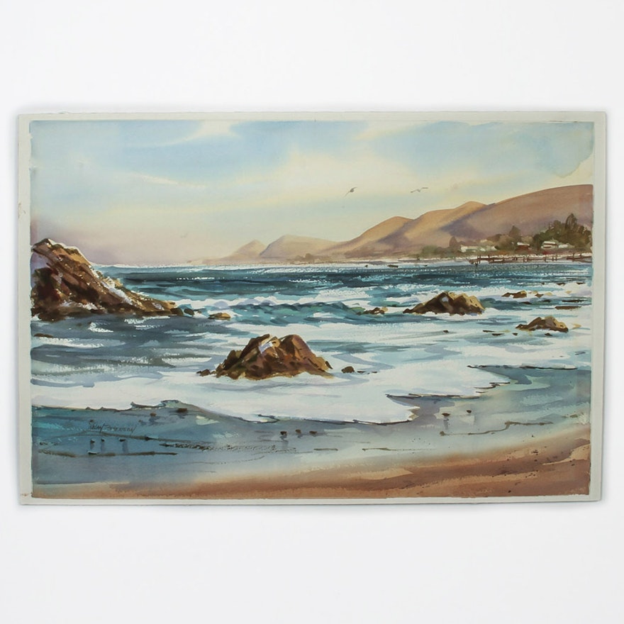 Kolan Peterson Watercolor Painting on Paper "Pacific Coast"