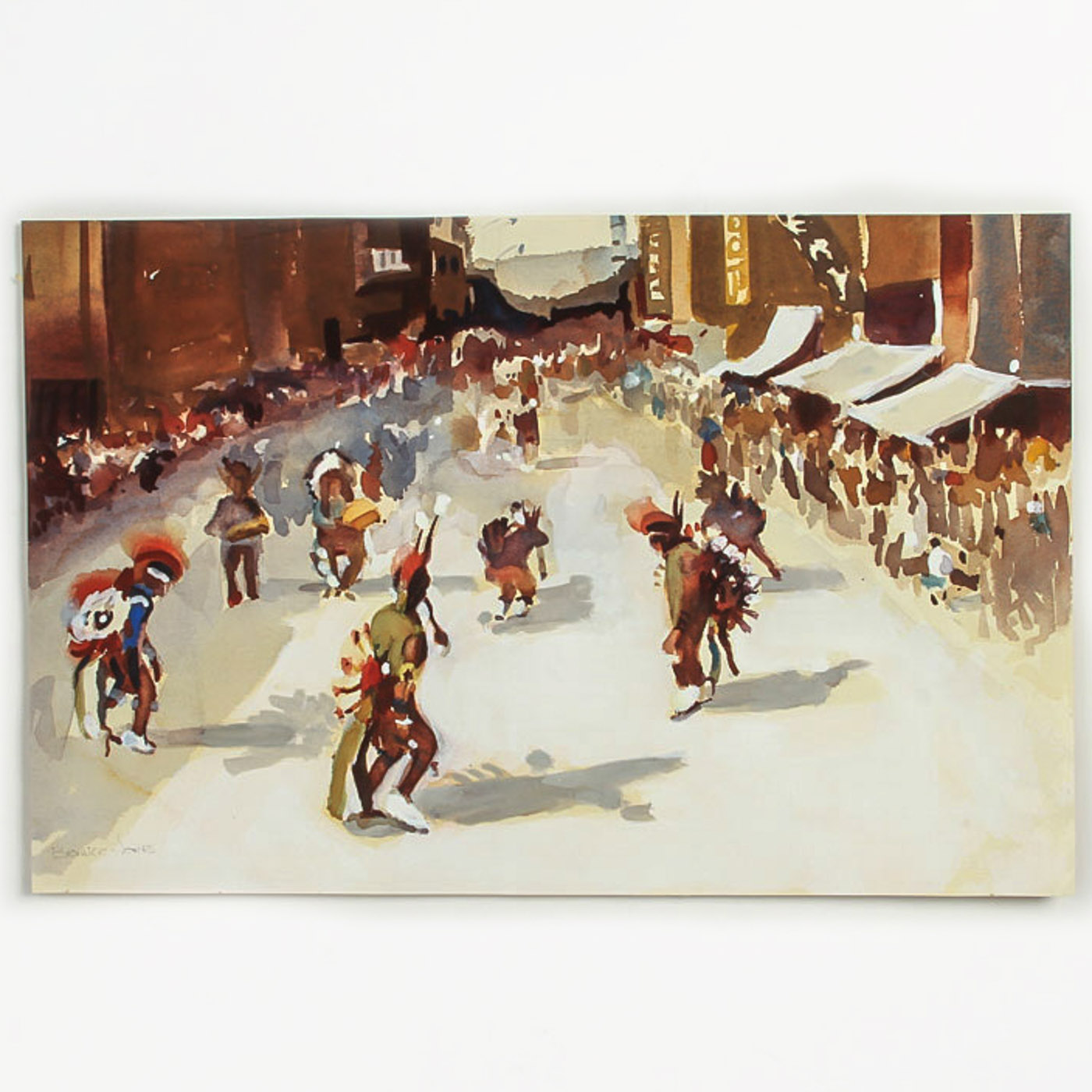 Bernice Jones Watercolor and Gouache Painting on Paper "Ceremonial Dance"