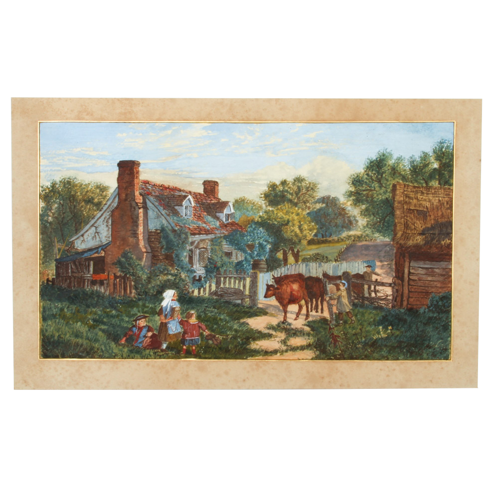 Watercolor Painting on Paper "Going Out to Pasture"