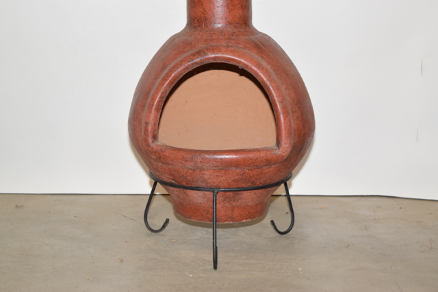 Rust Tone Terra Cotta Chimenea on Metalwork Stand