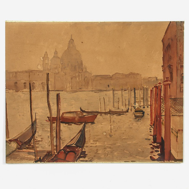 Watercolor Painting on Paper "Venice, Evening on the Lagoon "