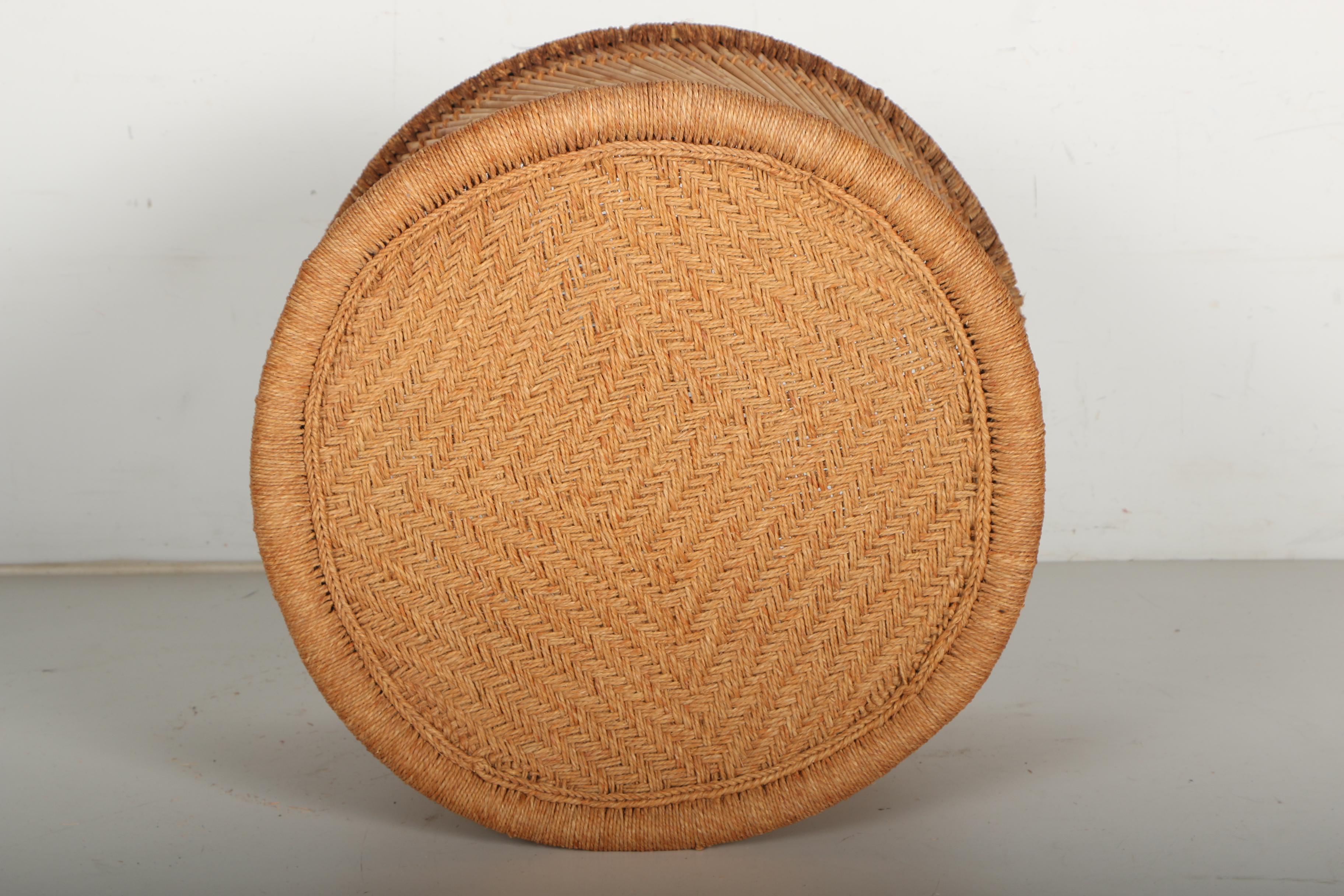 Pair of Vintage Rattan and Rope Stools