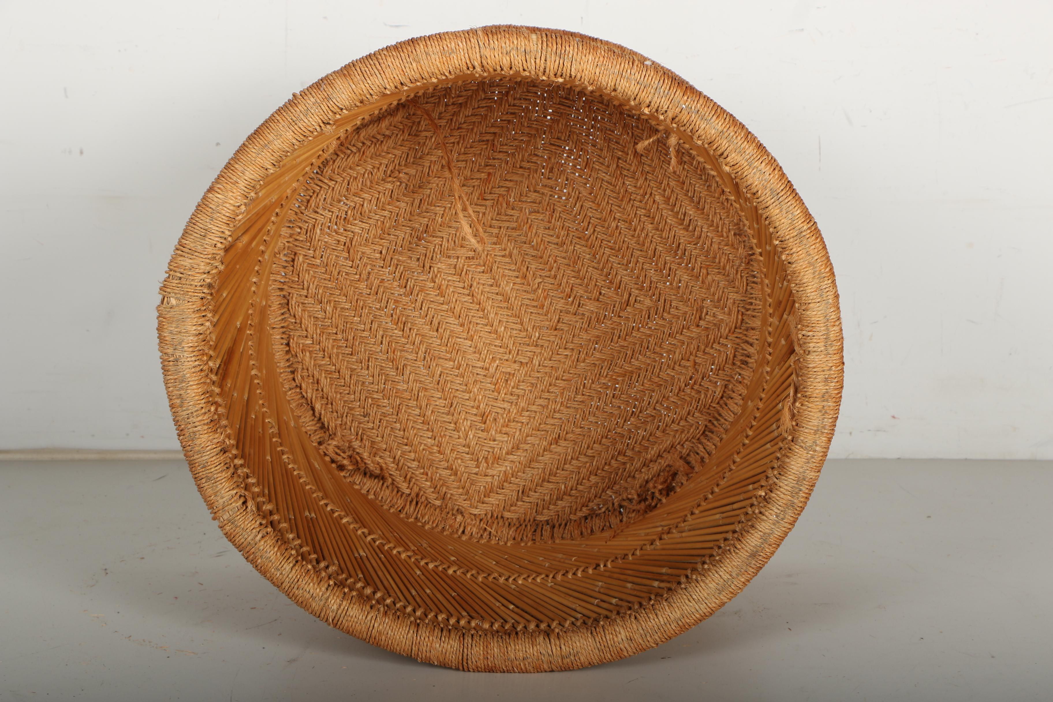 Pair of Vintage Rattan and Rope Stools