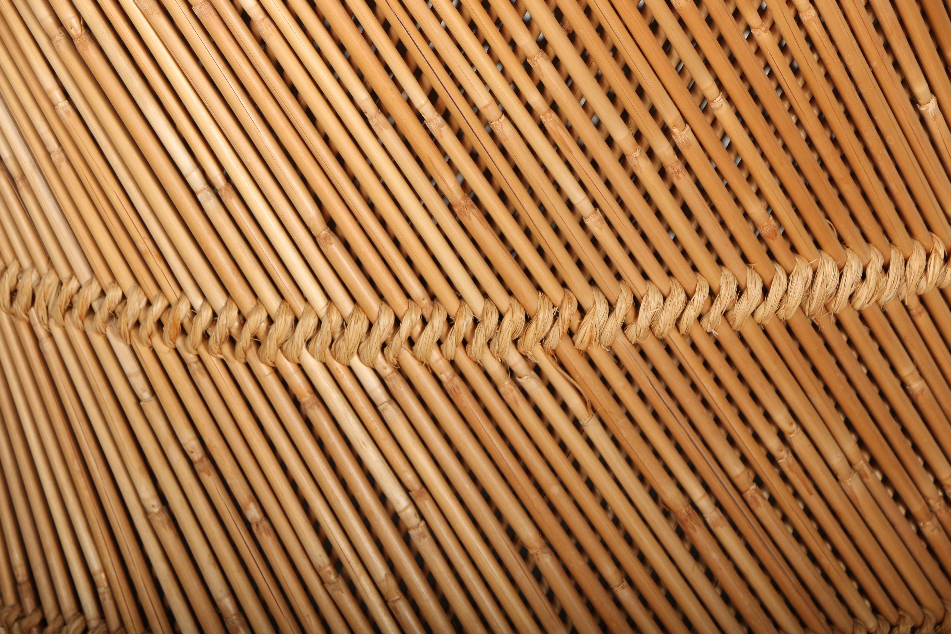 Pair of Vintage Rattan and Rope Stools