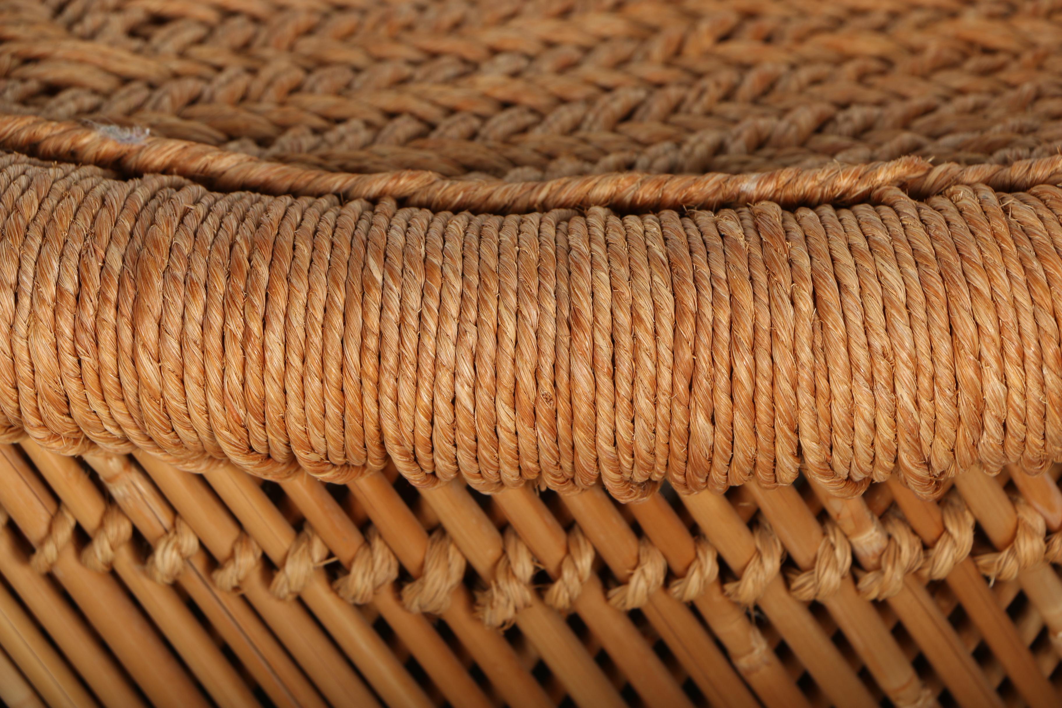 Pair of Vintage Rattan and Rope Stools