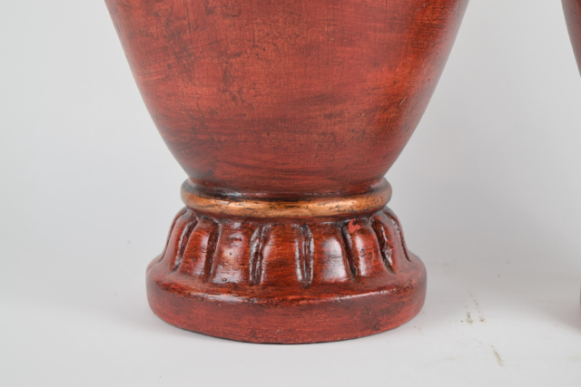 Scarlet and Bronze Tone Terracotta Urns
