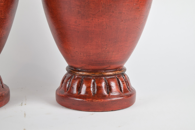 Scarlet and Bronze Tone Terracotta Urns