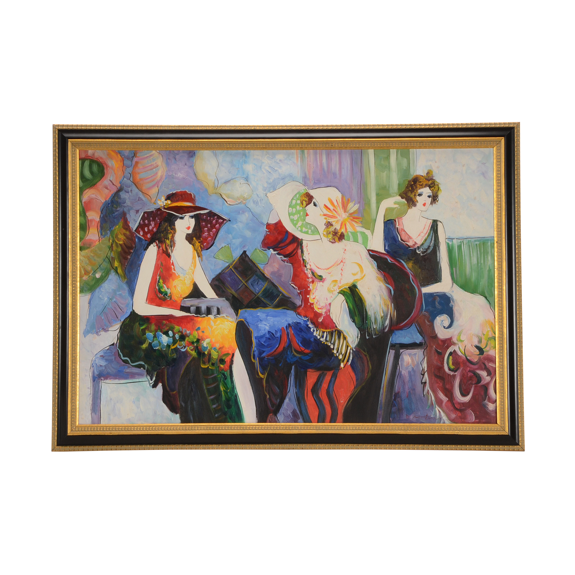 M Harold Original Acrylic Interior Scene on Canvas of Three Women