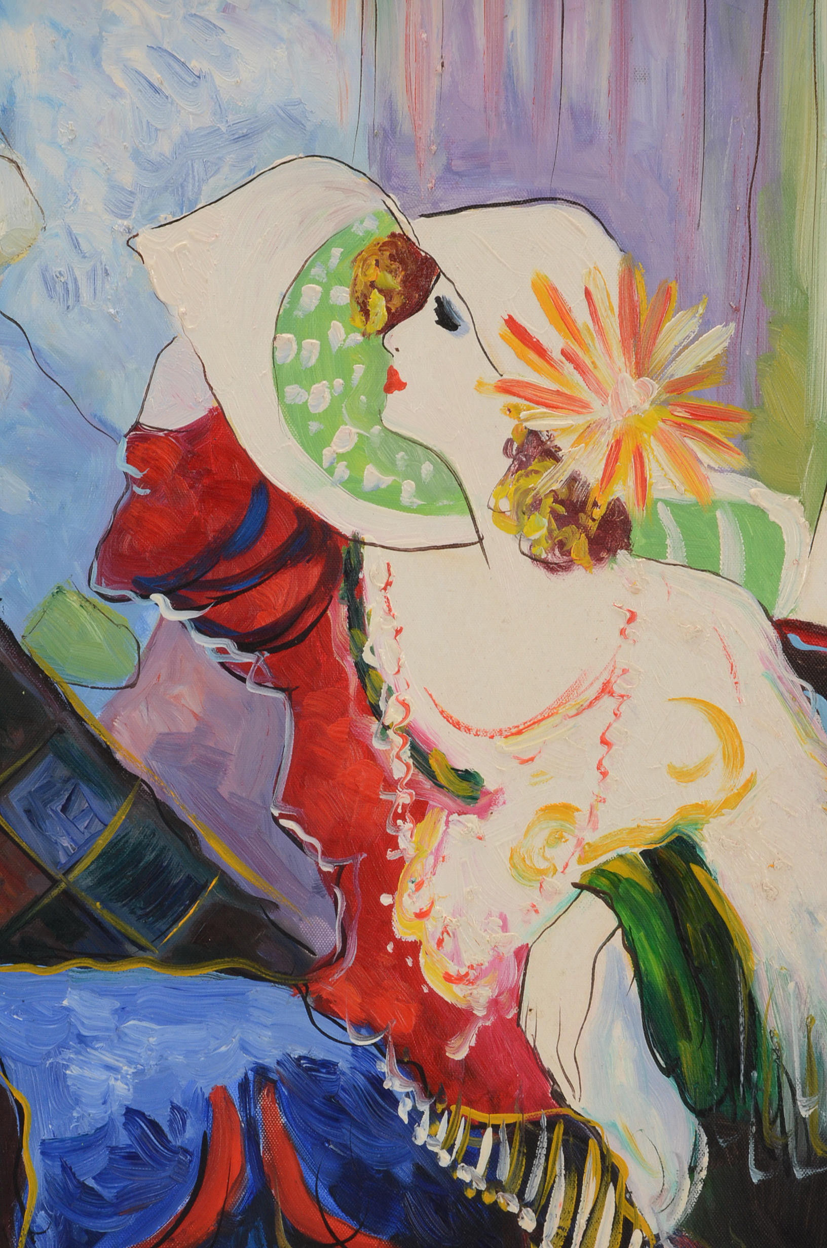 M Harold Original Acrylic Interior Scene on Canvas of Three Women