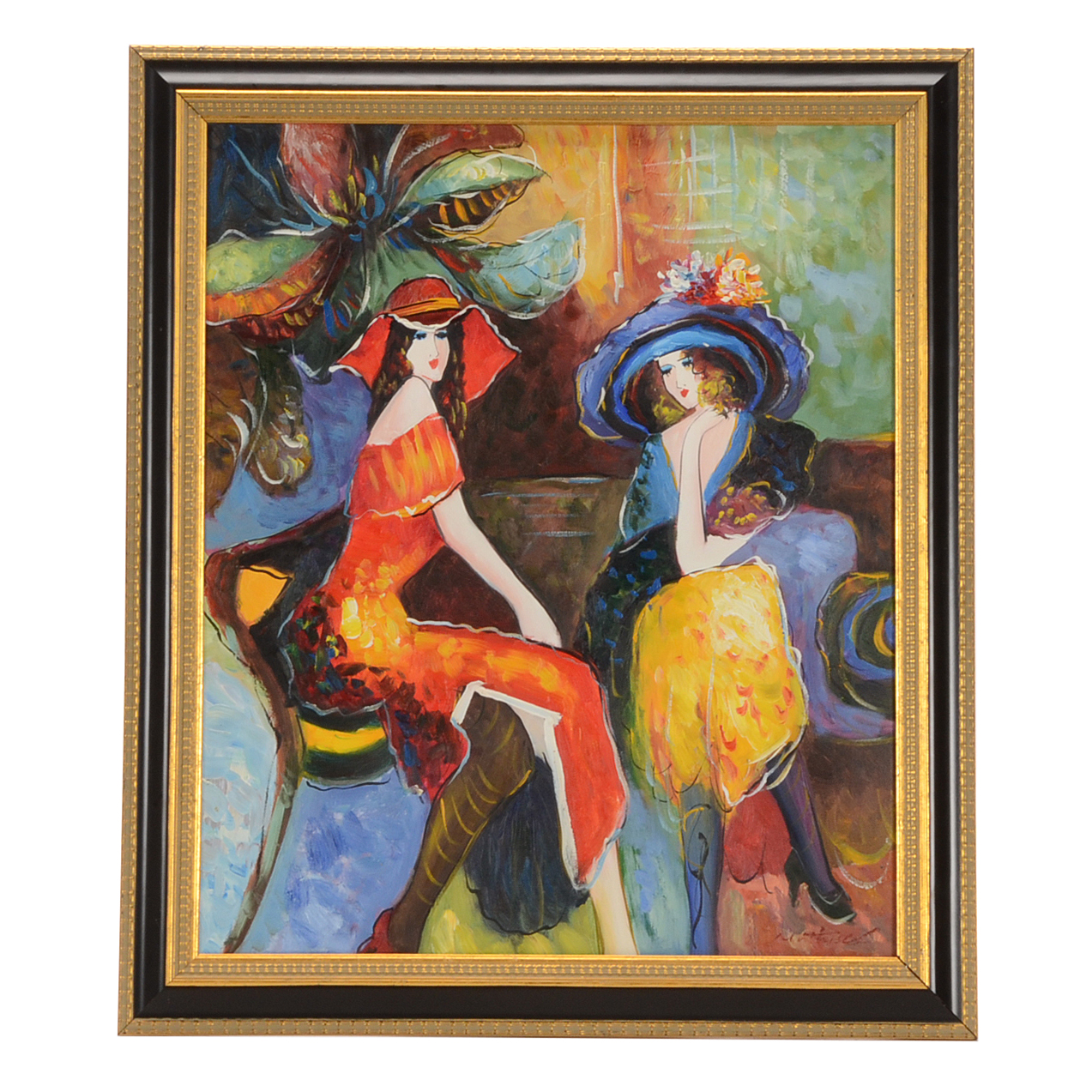 M. Harold Original Acrylic Painting on Canvas of Two Women