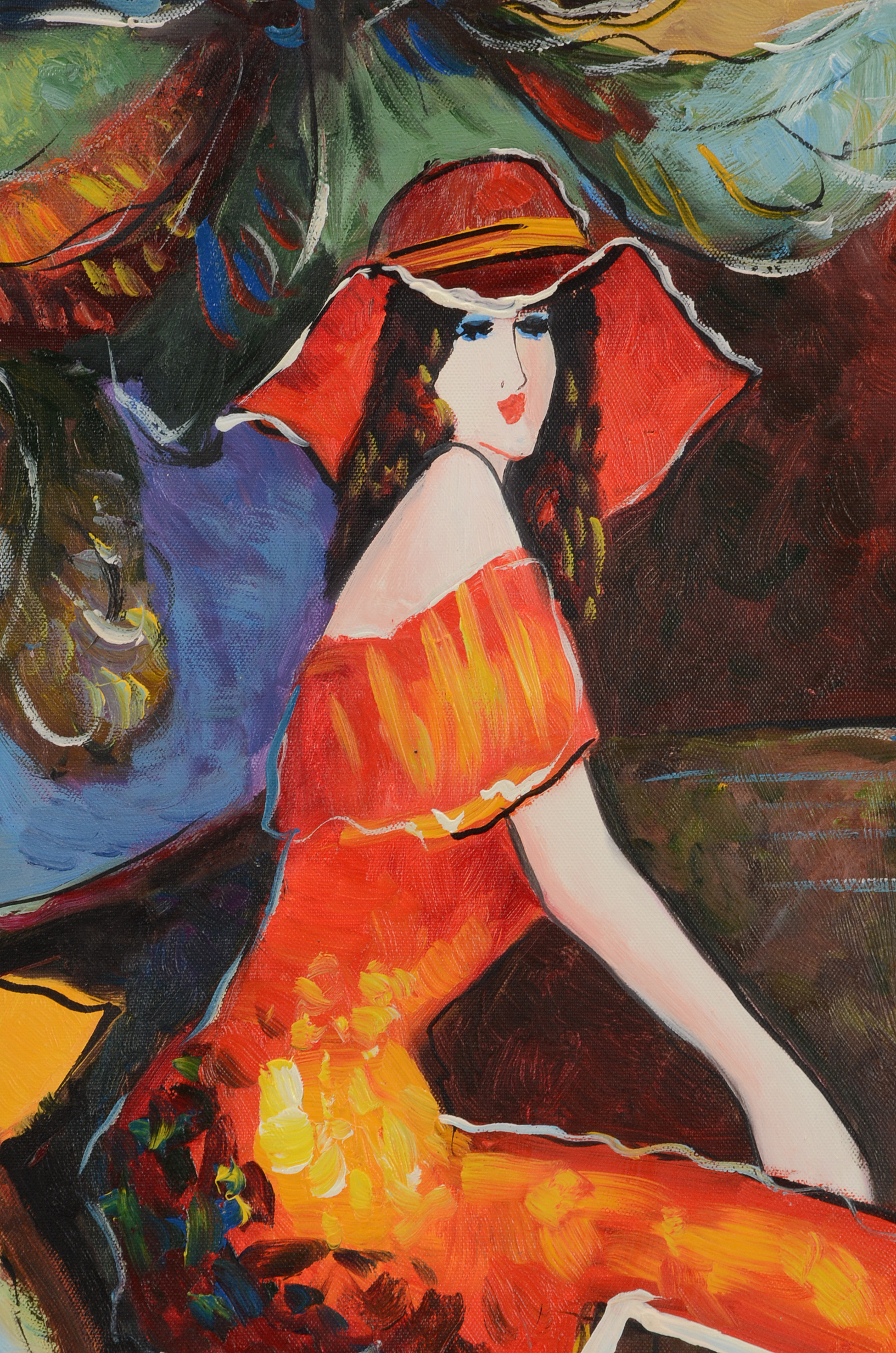 M. Harold Original Acrylic Painting on Canvas of Two Women