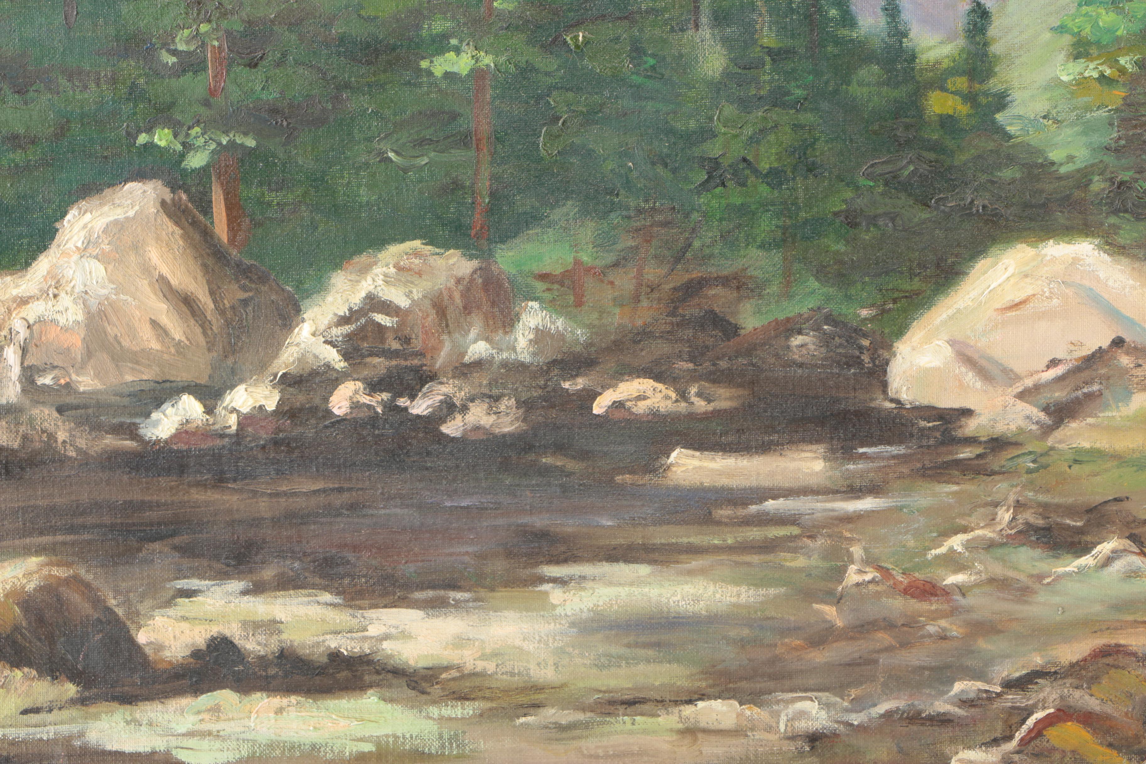 C.E. Borg Oil on Canvas Board "The Majestic Grand Tetons"