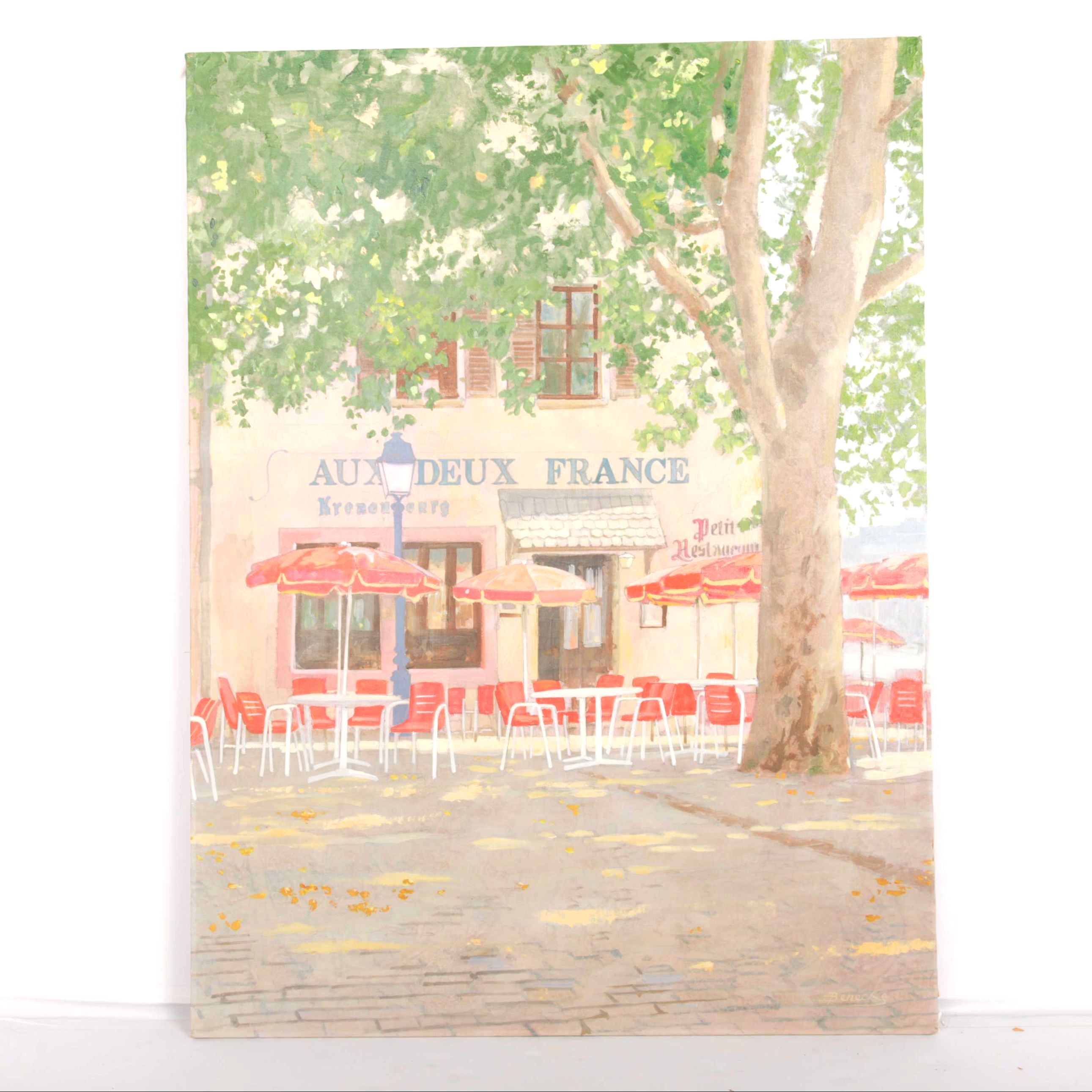 William Benecke Oil On Canvas "Along The River"