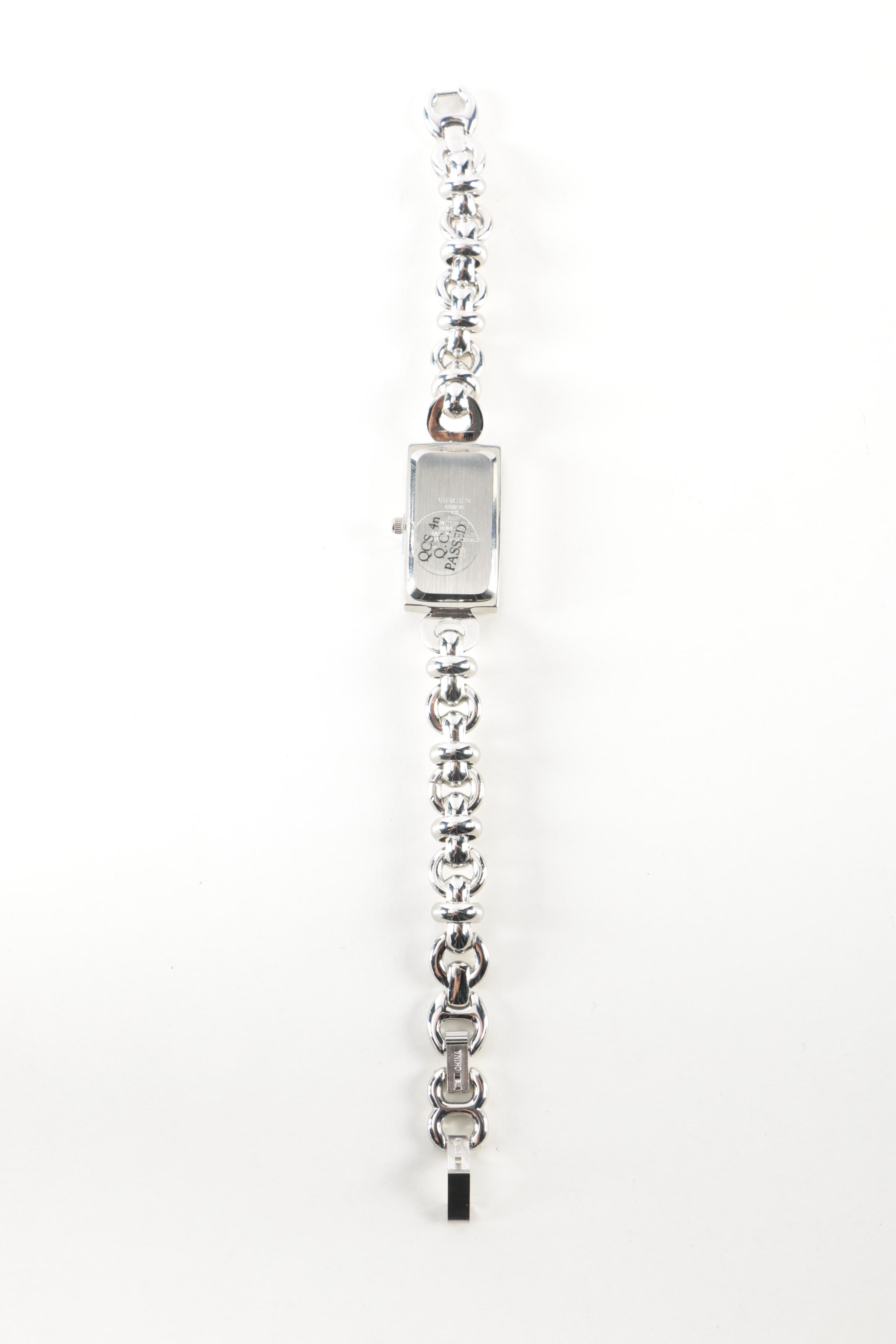 Silver Tone Gruen Watch, Bracelet and Earrings