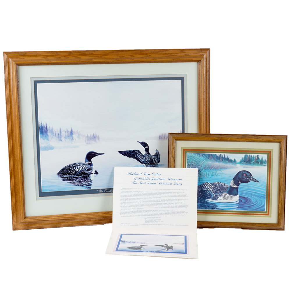 After Richard Van Order Signed and Framed Loon Prints