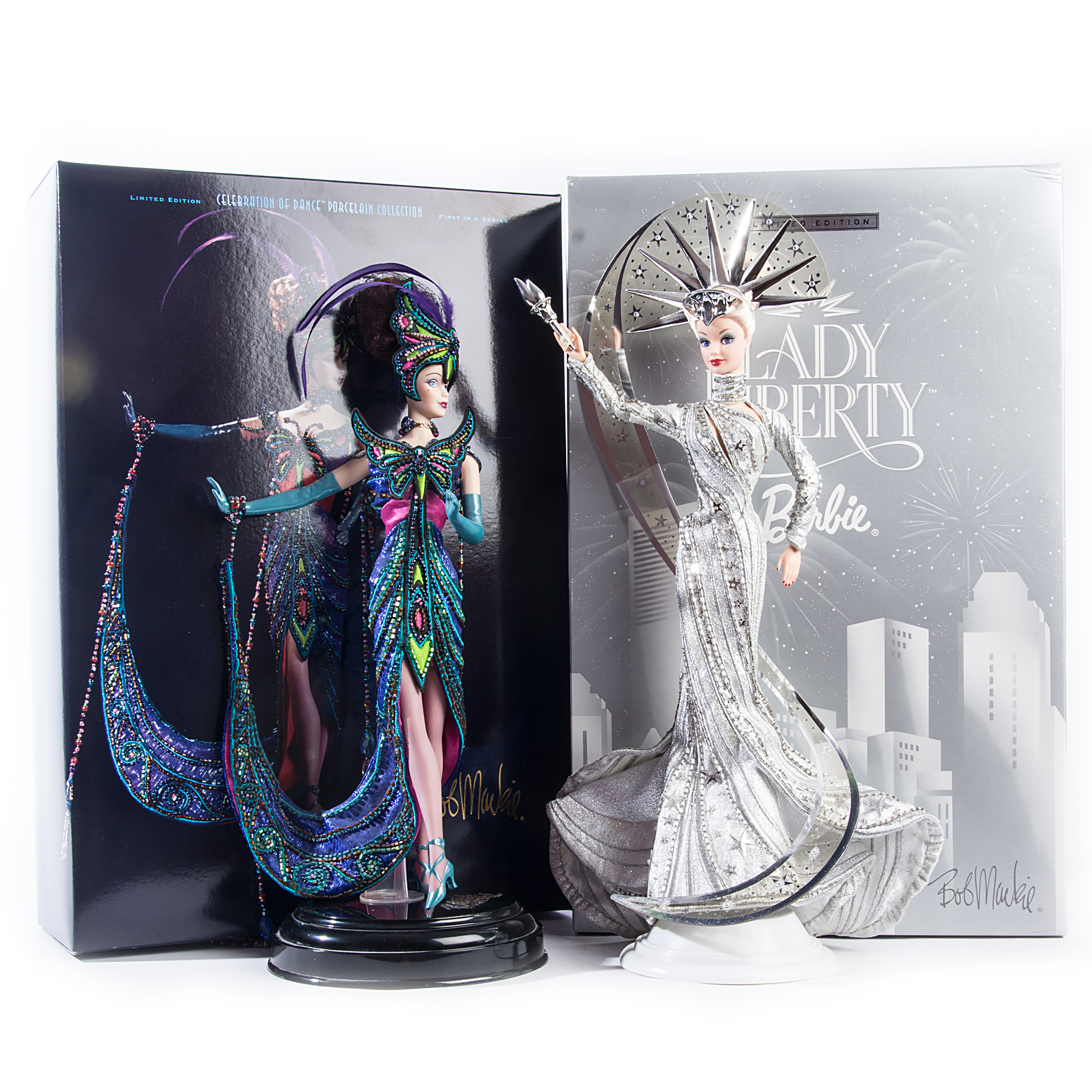 Bob Mackie's "The Tango" Porcelain Barbie and "Lady Liberty" Barbie