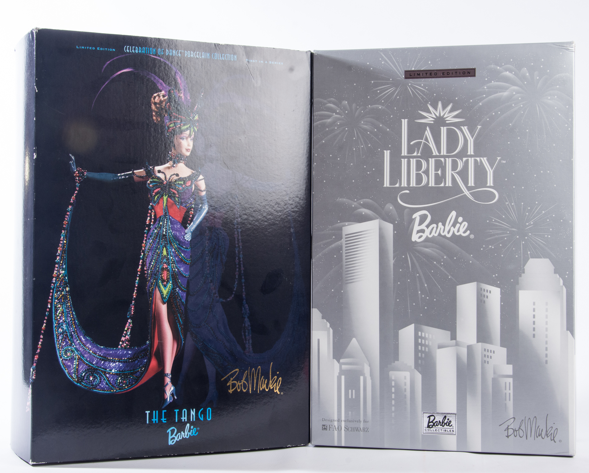 Bob Mackie's "The Tango" Porcelain Barbie and "Lady Liberty" Barbie