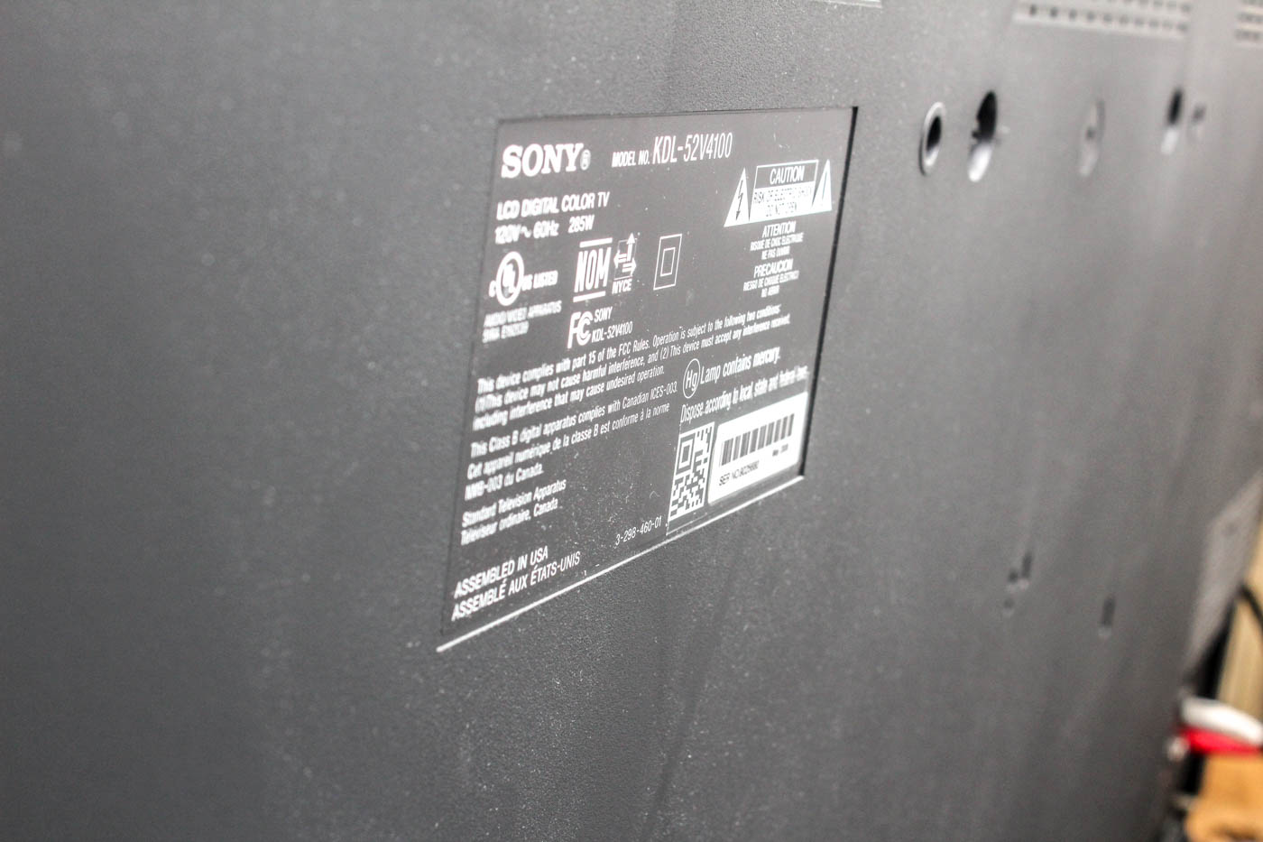 52" Sony Bravia Flat Screen Television