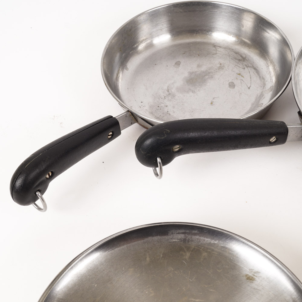 Large Set of Revere Ware Stainless Steel Cookware