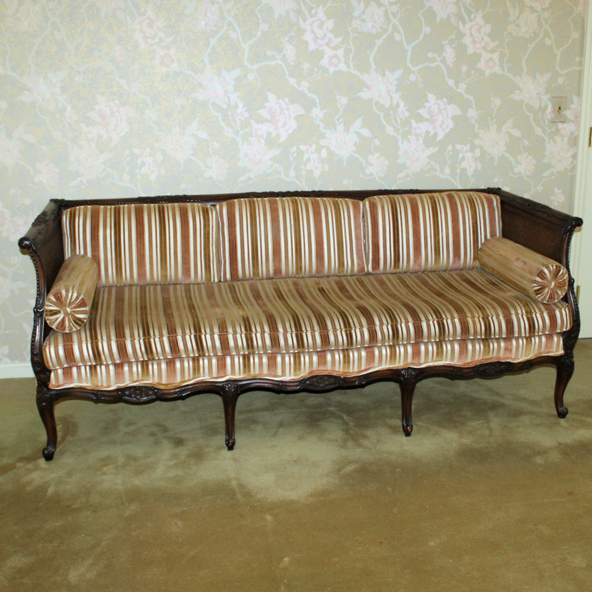 Antique Victorian Cane-Back Sofa