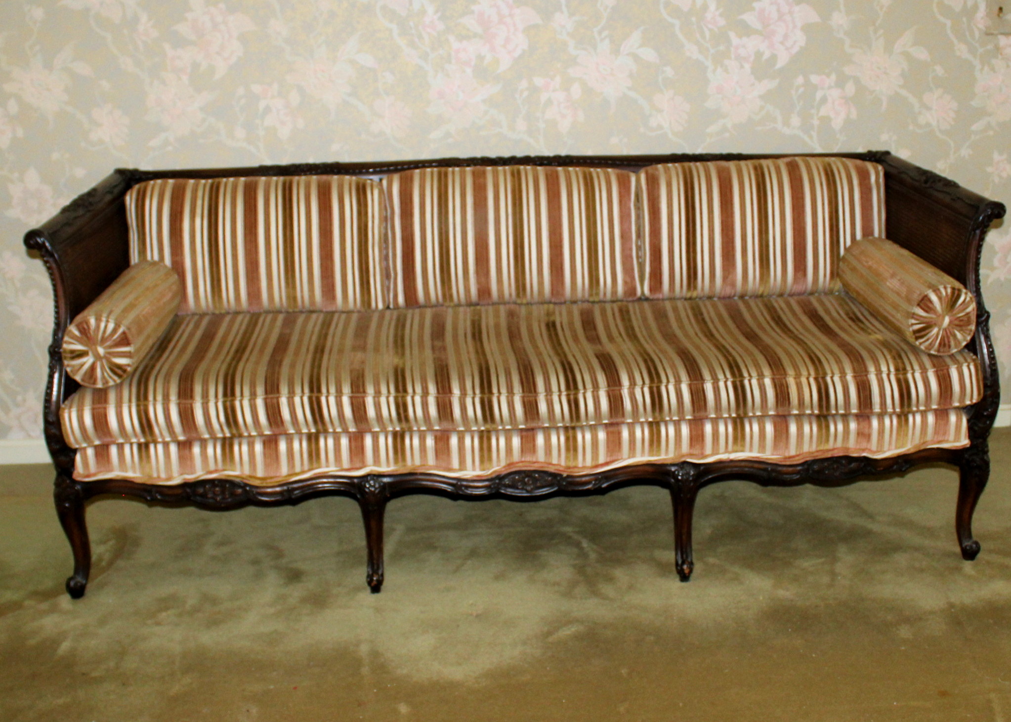 Antique Victorian Cane-Back Sofa